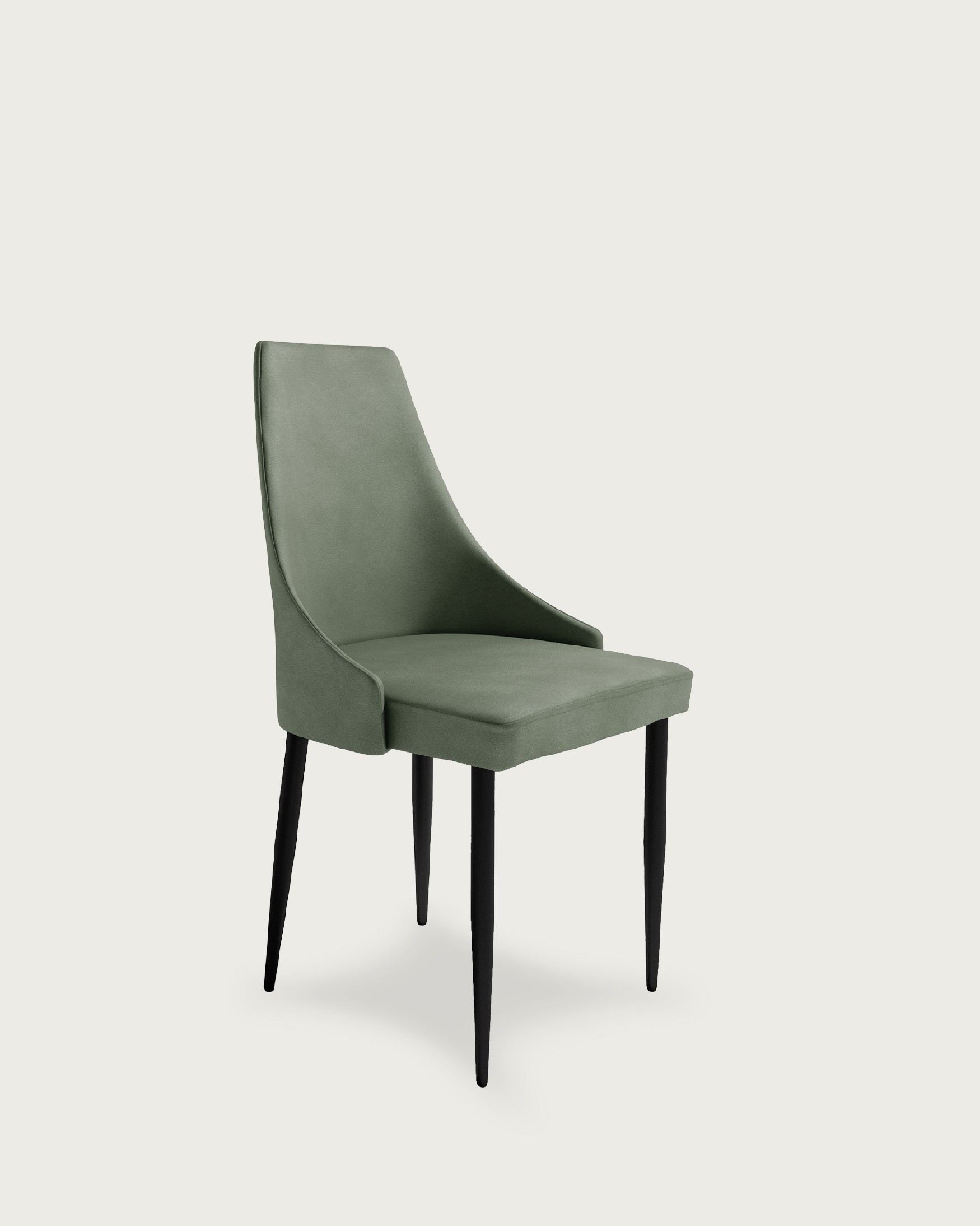 París chair with moss upholstery and black legs