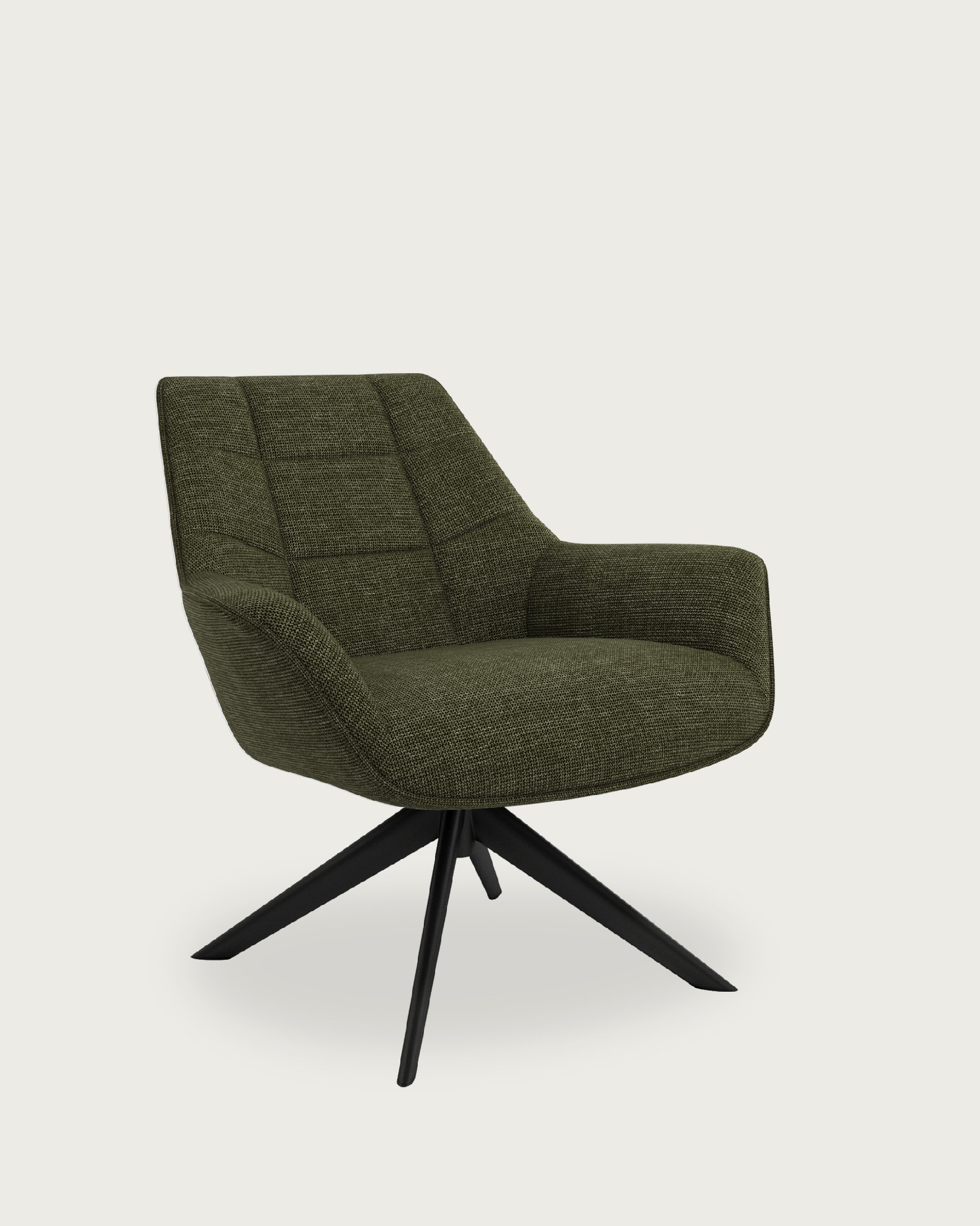 Fauteuil Peonia avec un revêtement vert et des pieds en métal noir