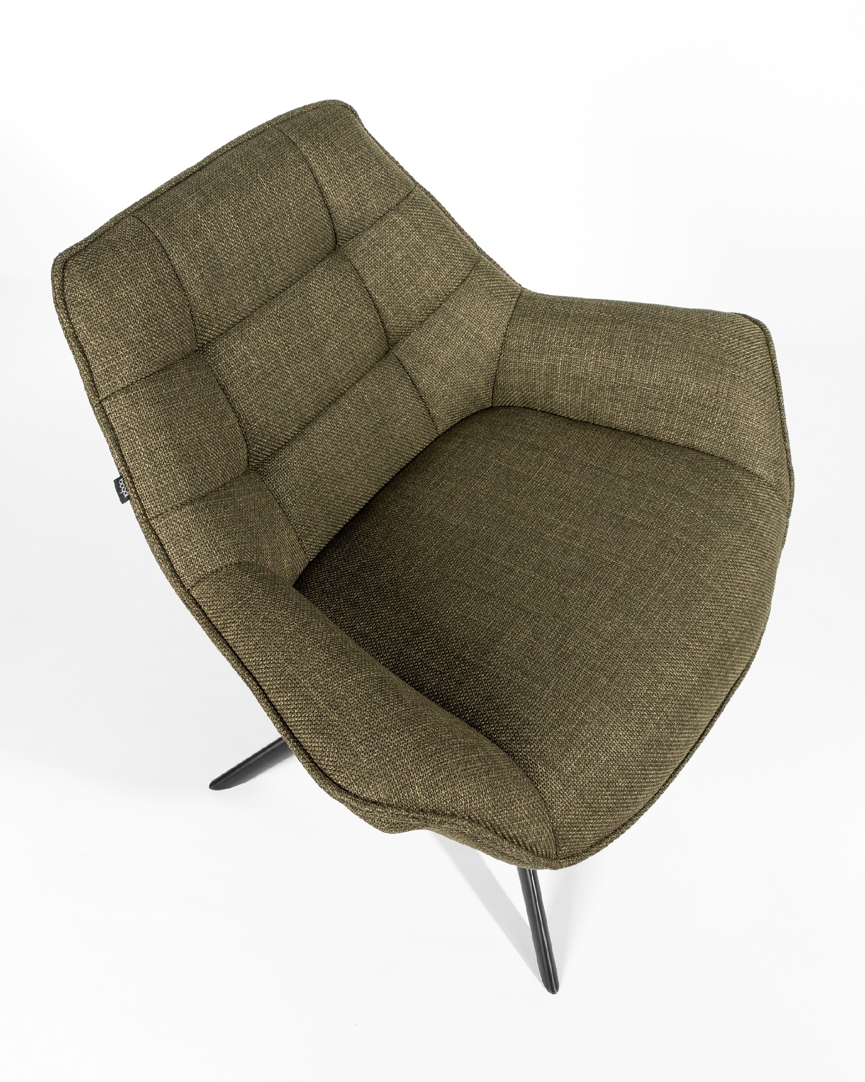 Fauteuil Peonia avec un revêtement vert et des pieds en métal noir