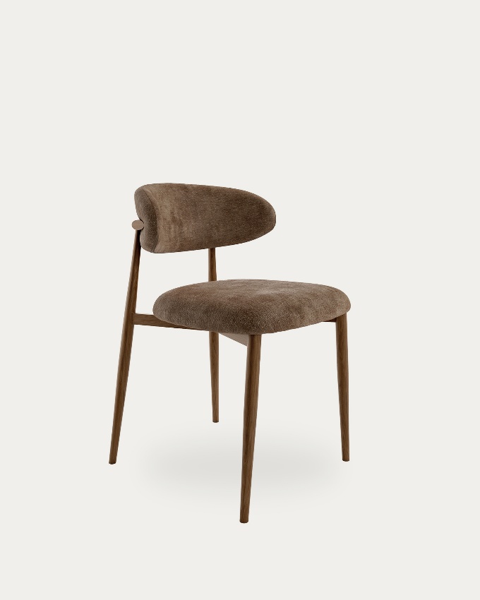 Pereira chair with earth upholstery and metal structure with wood finish