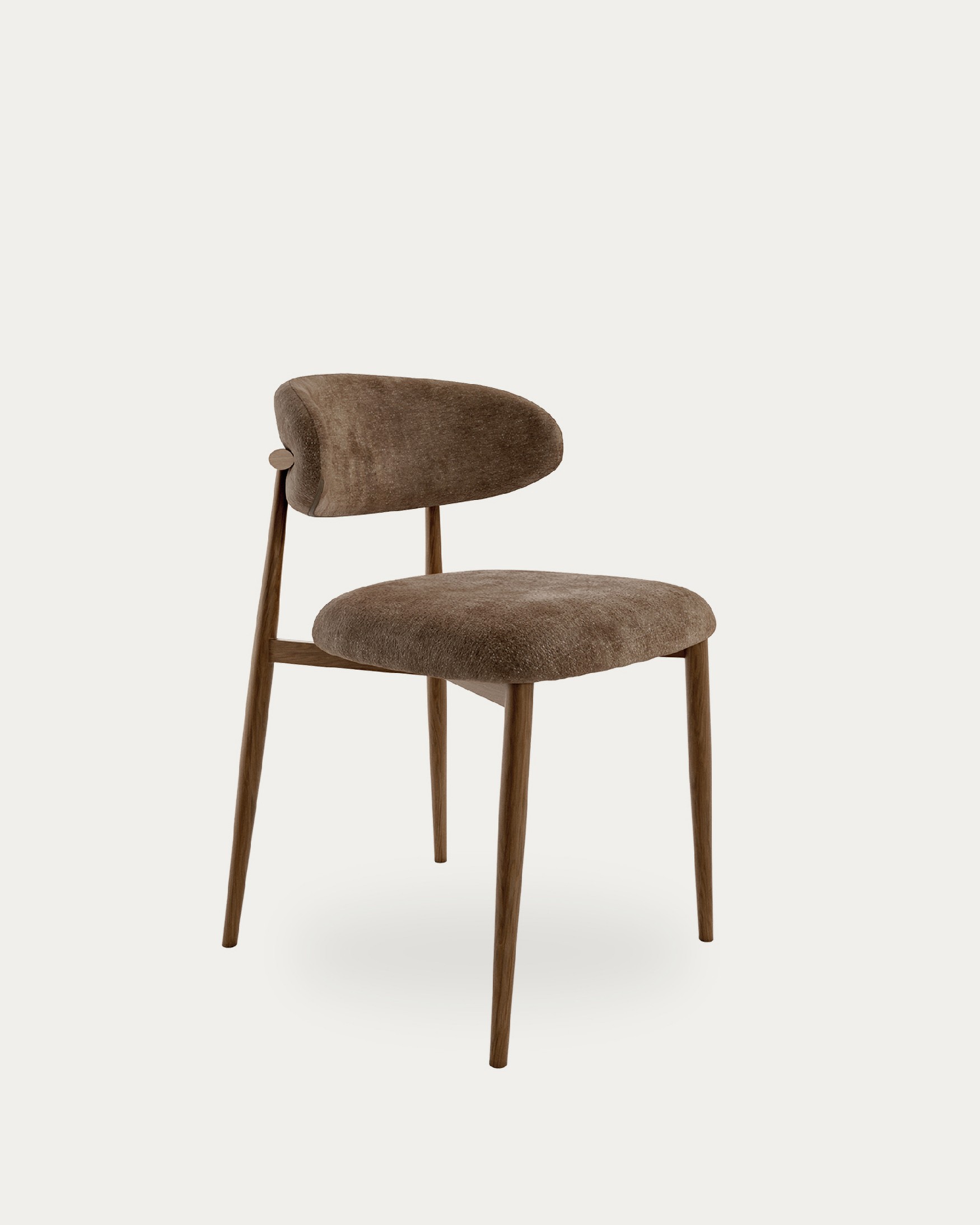 Pereira chair with earth upholstery and metal structure with wood finish
