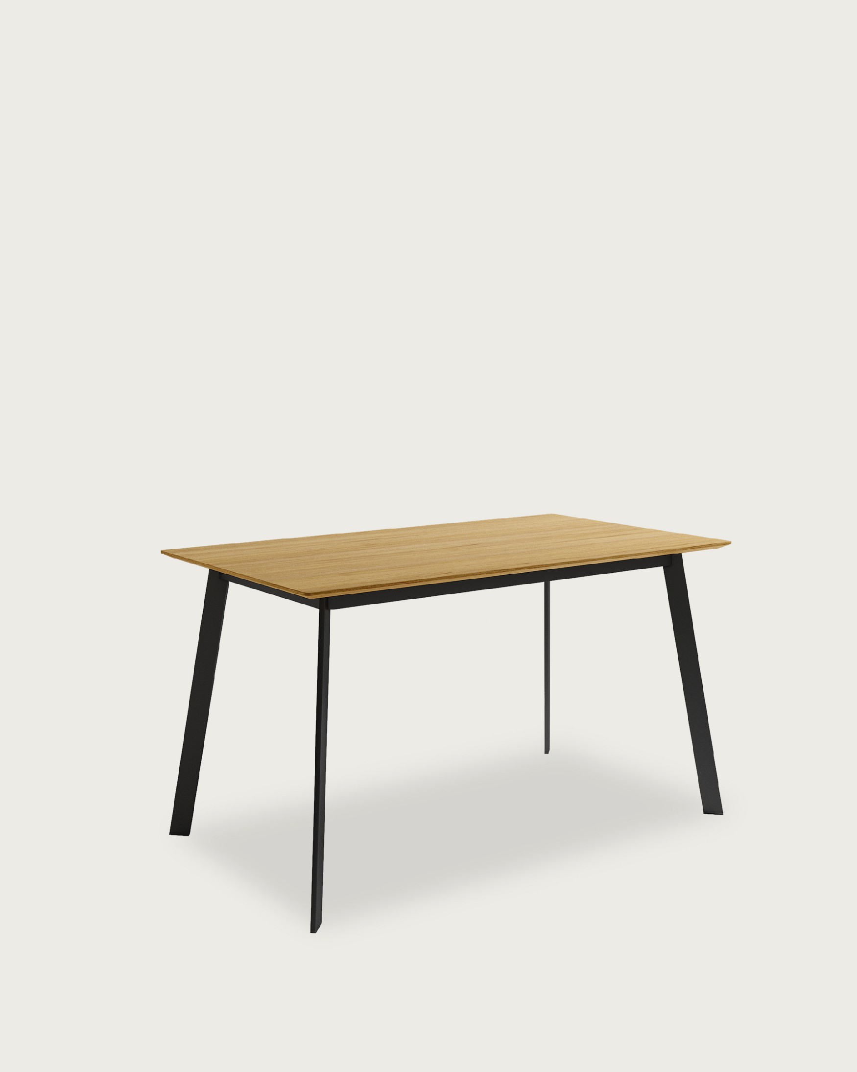 Persian table with natural oak top and black metal structure 140 x 80 cm