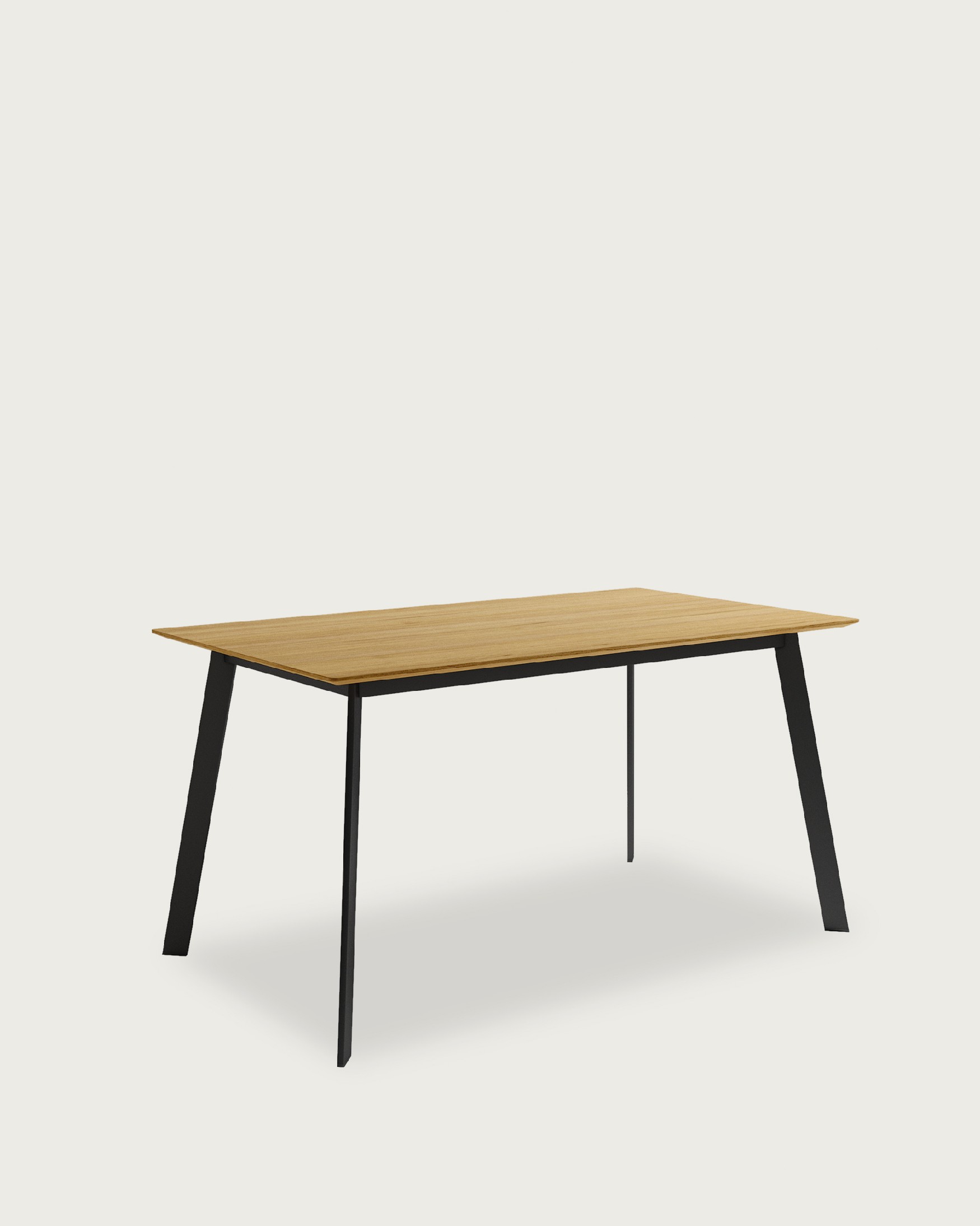 Table Pérsico avec plateau en chêne naturel et structure métallique noire 160 x 90 cm