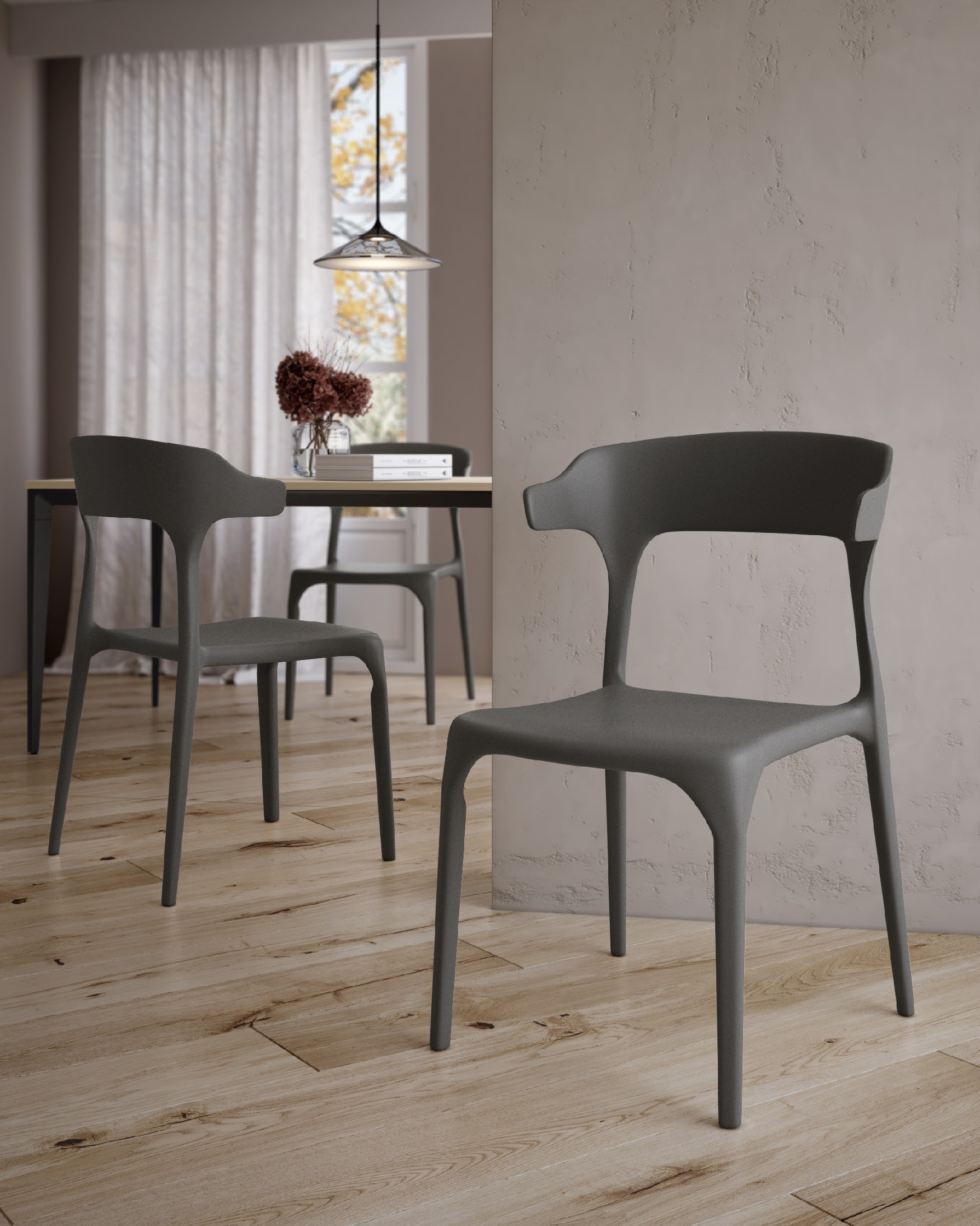 Chaise Pisa en polypropylène couleur graphite