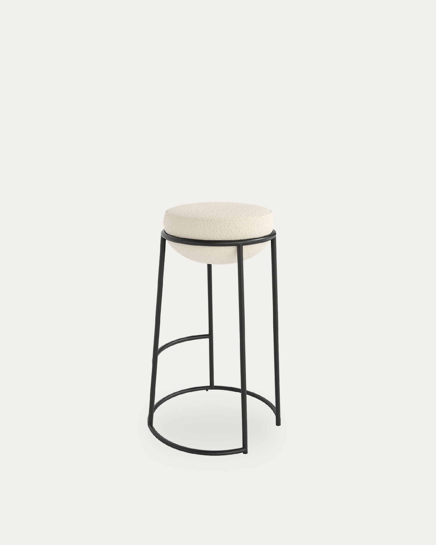 High stool 70 cm Pop with white upholstery and black metal structure