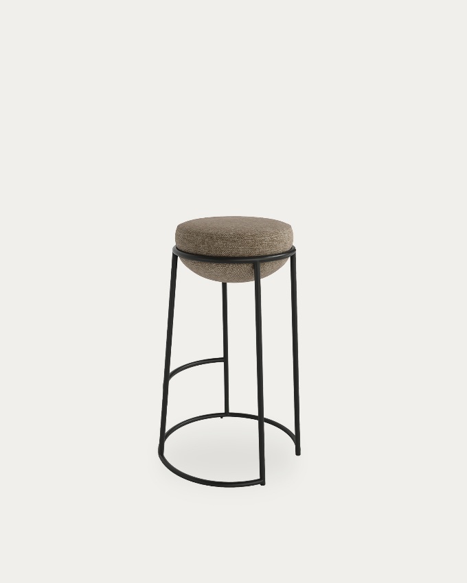 High stool 70 cm Pop with brown upholstery and black metal structure