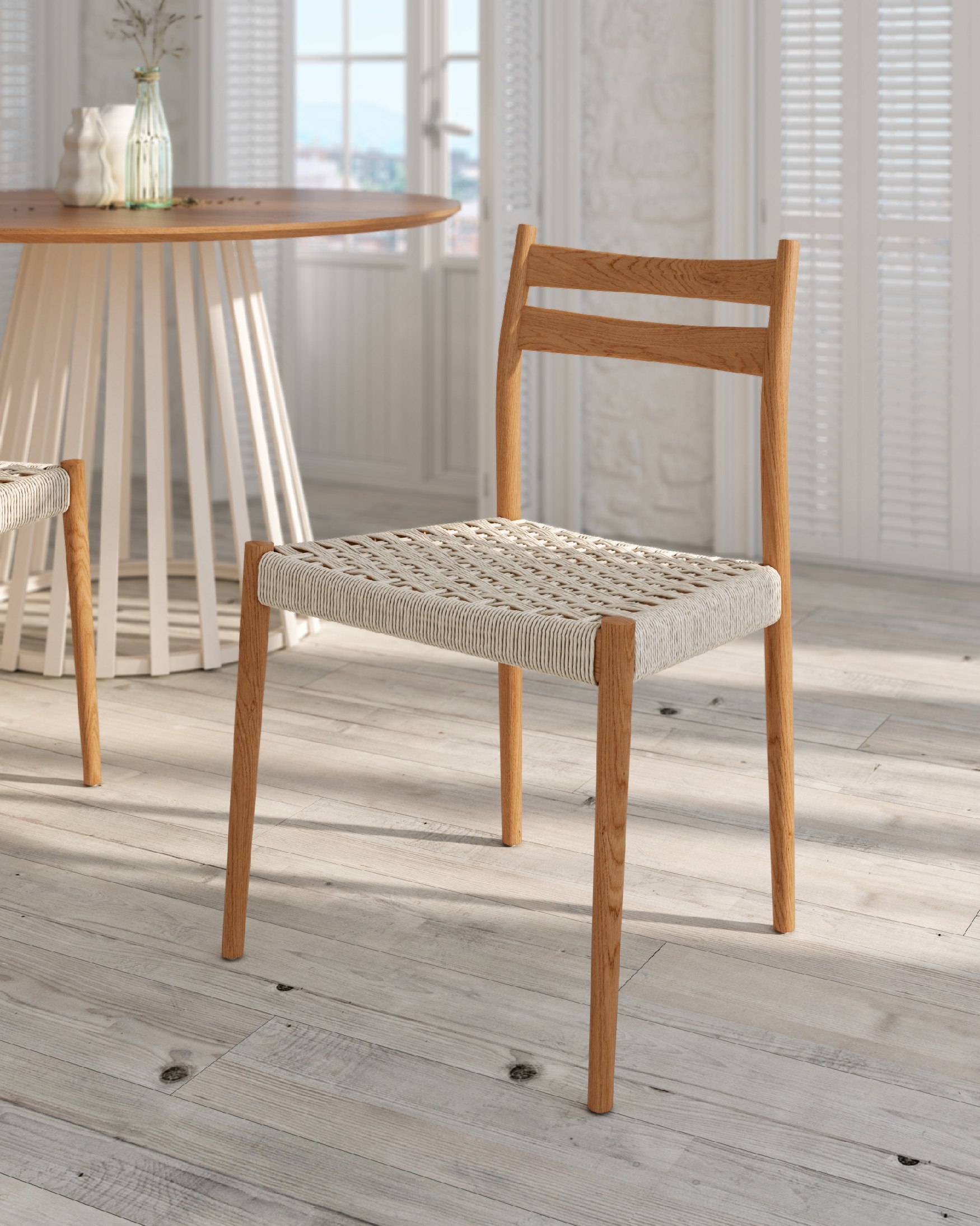 Prado chair with natural cord and natural oak structure