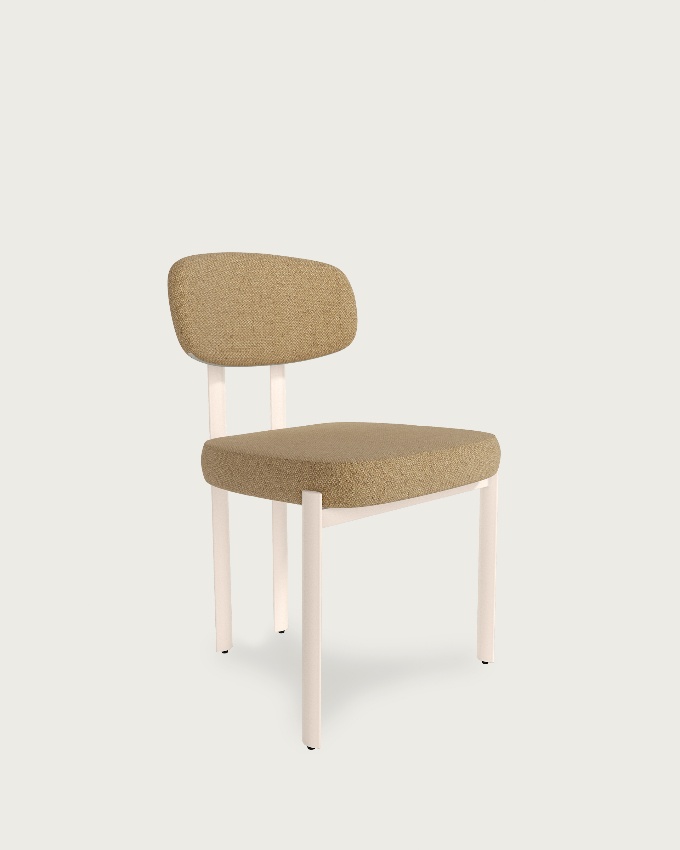 Pretoria chair with mustard upholstery and ivory metal legs