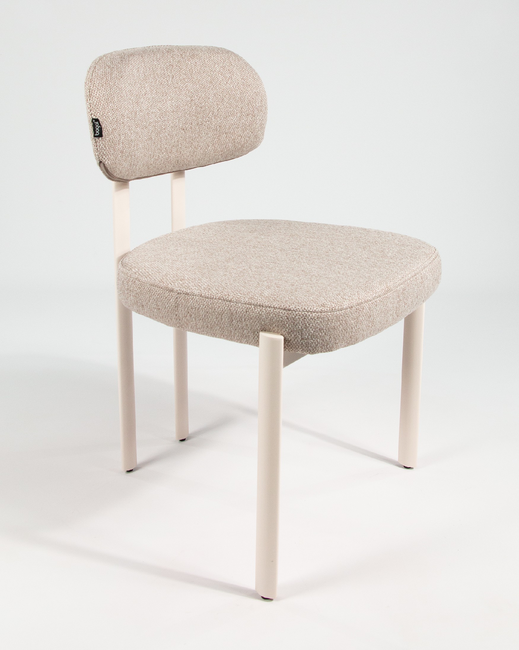 Pretoria chair with brown upholstery and ivory metal legs