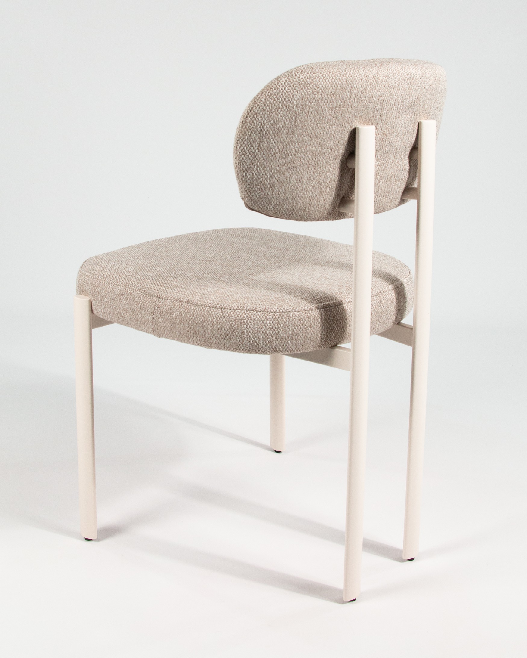 Pretoria chair with brown upholstery and ivory metal legs
