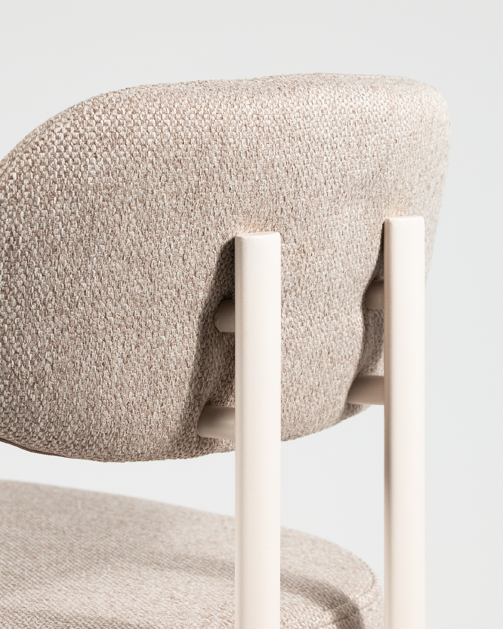 Pretoria chair with brown upholstery and ivory metal legs