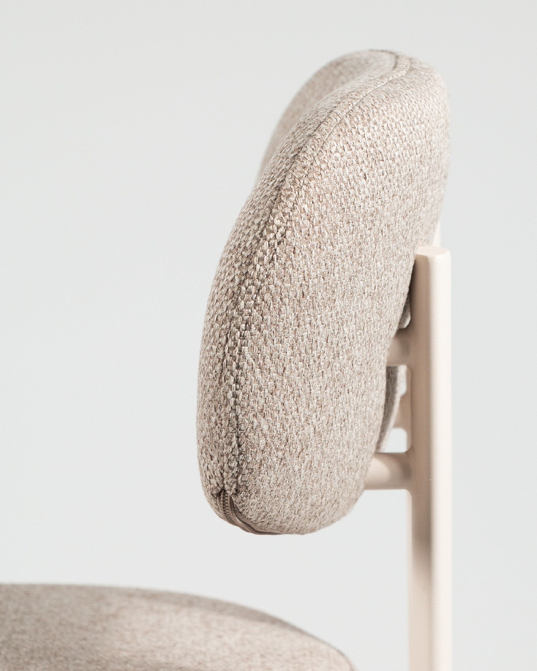 Pretoria chair with brown upholstery and ivory metal legs