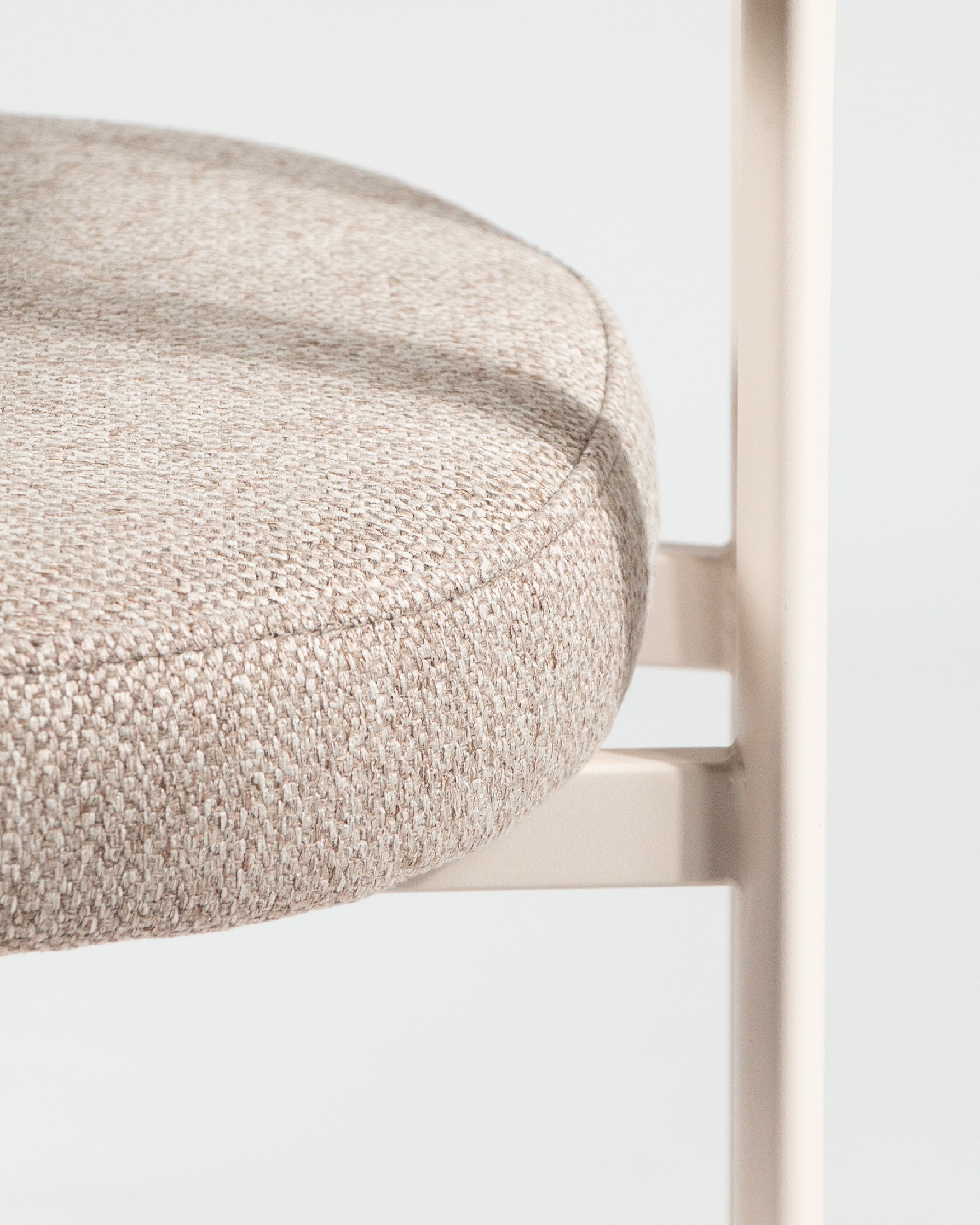 Pretoria chair with brown upholstery and ivory metal legs