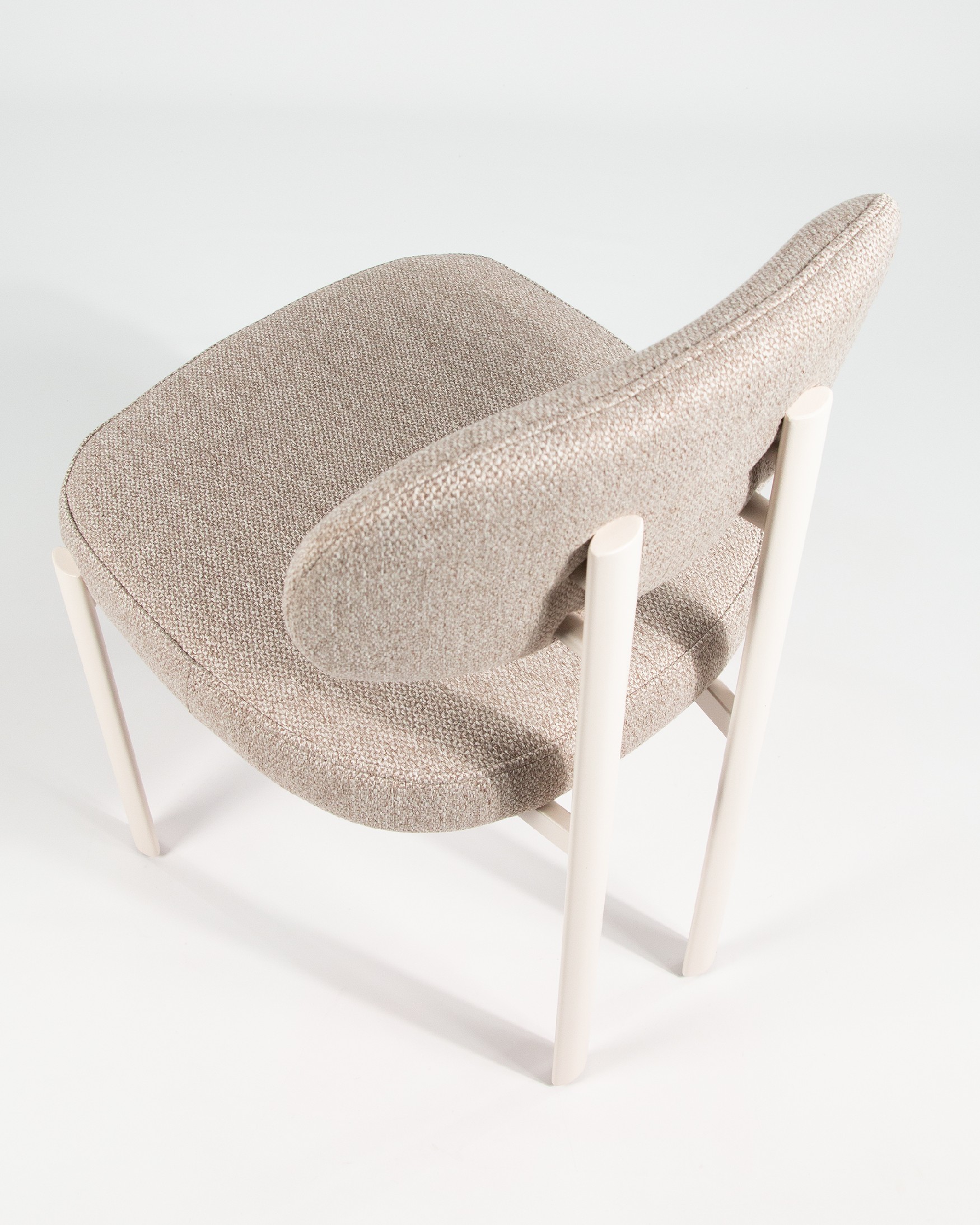 Pretoria chair with brown upholstery and ivory metal legs