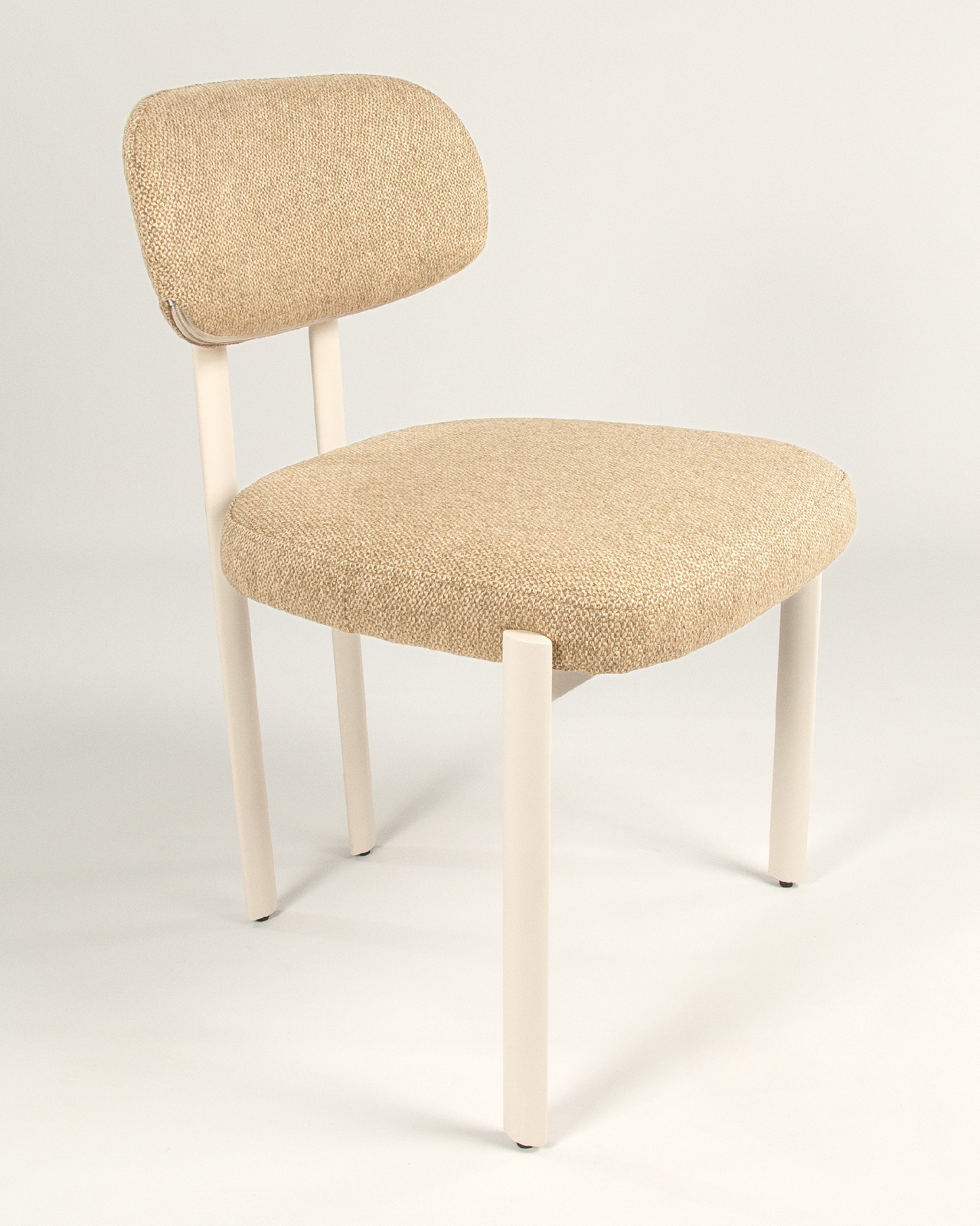 Pretoria chair with mustard upholstery and ivory metal legs