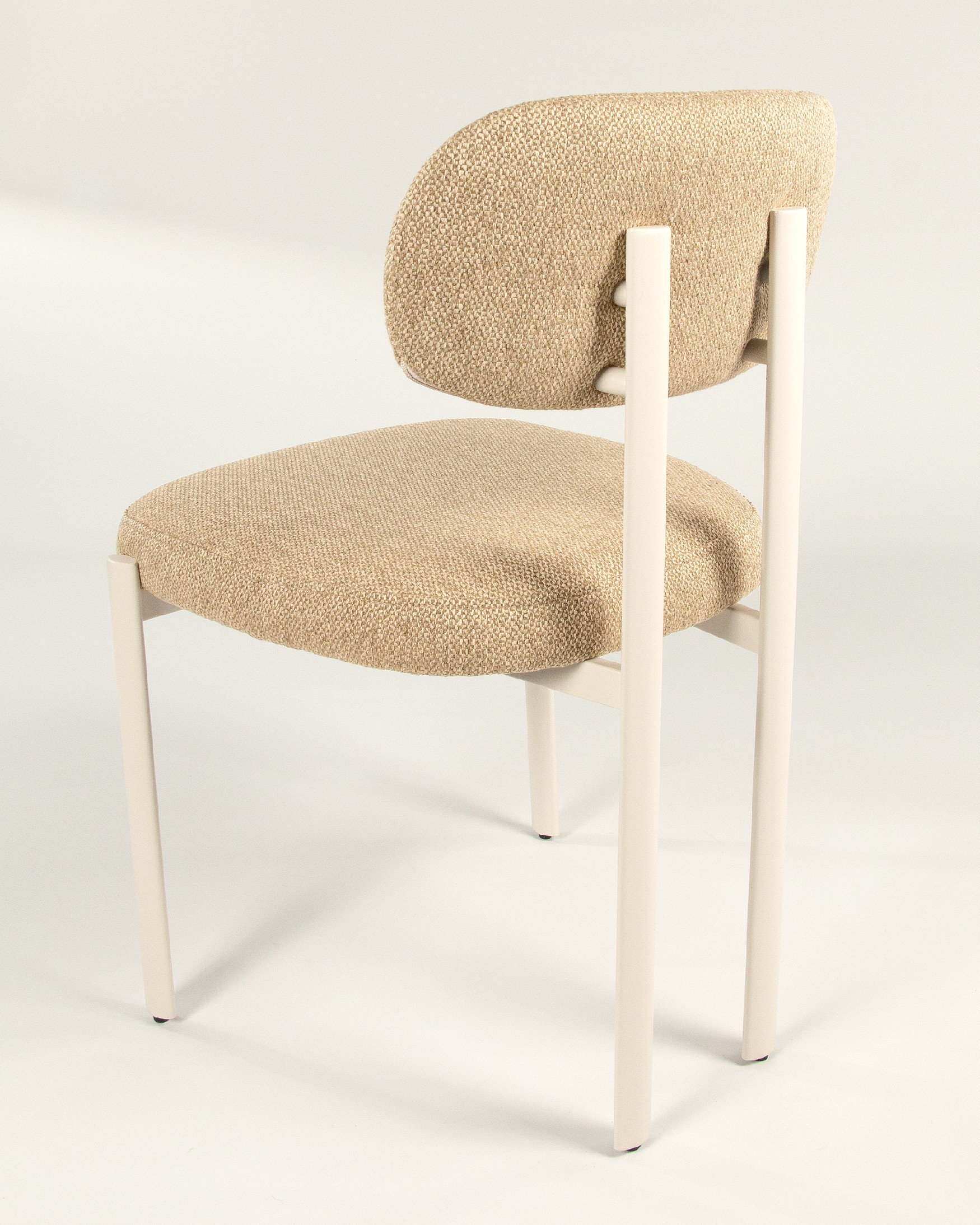 Pretoria chair with mustard upholstery and ivory metal legs