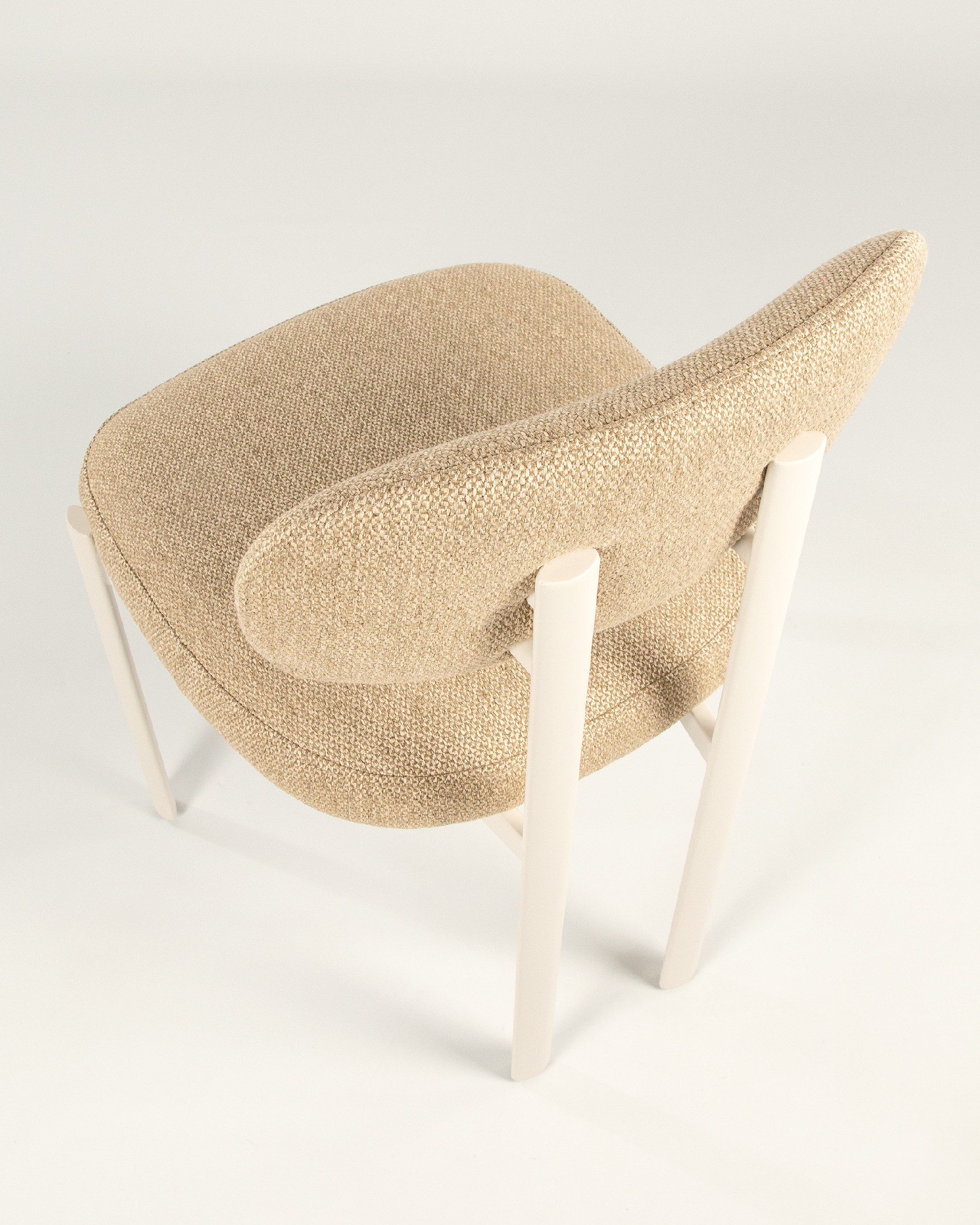 Pretoria chair with mustard upholstery and ivory metal legs