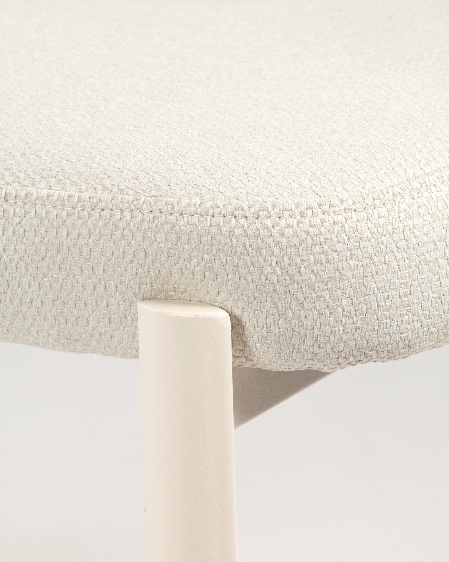 Pretoria chair with pearl upholstery and ivory metal legs