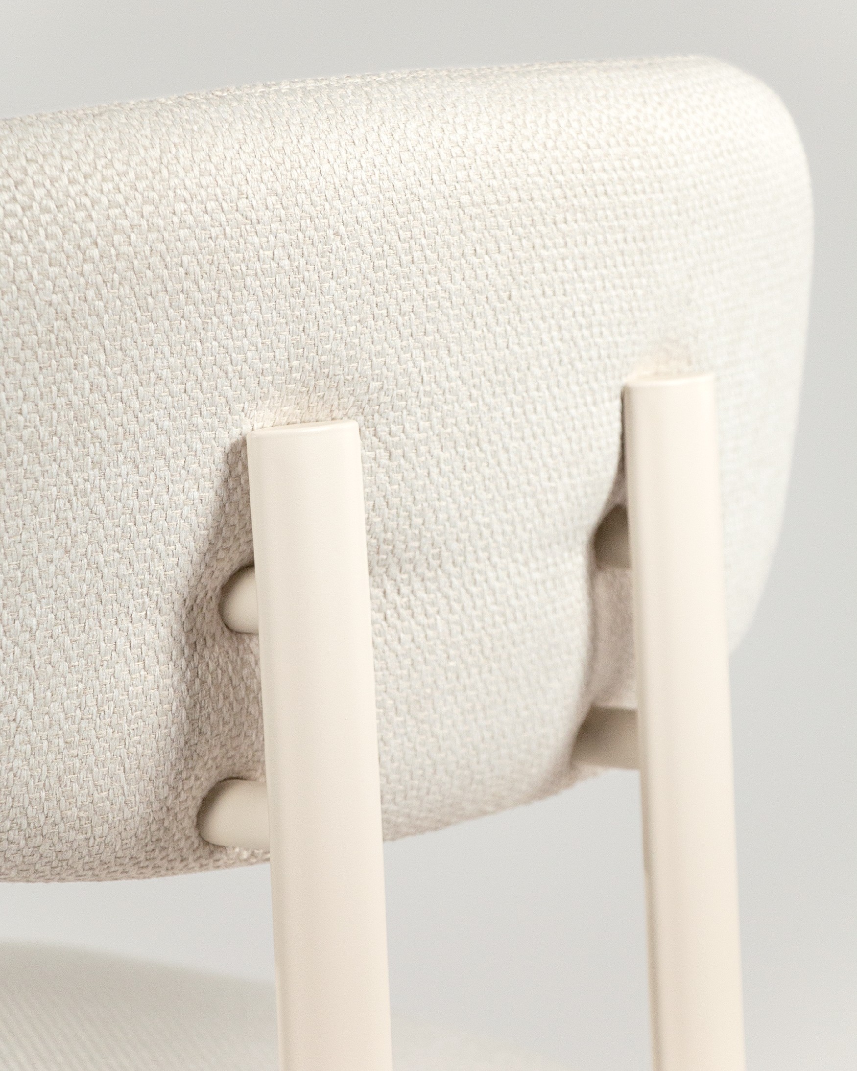 Pretoria chair with pearl upholstery and ivory metal legs