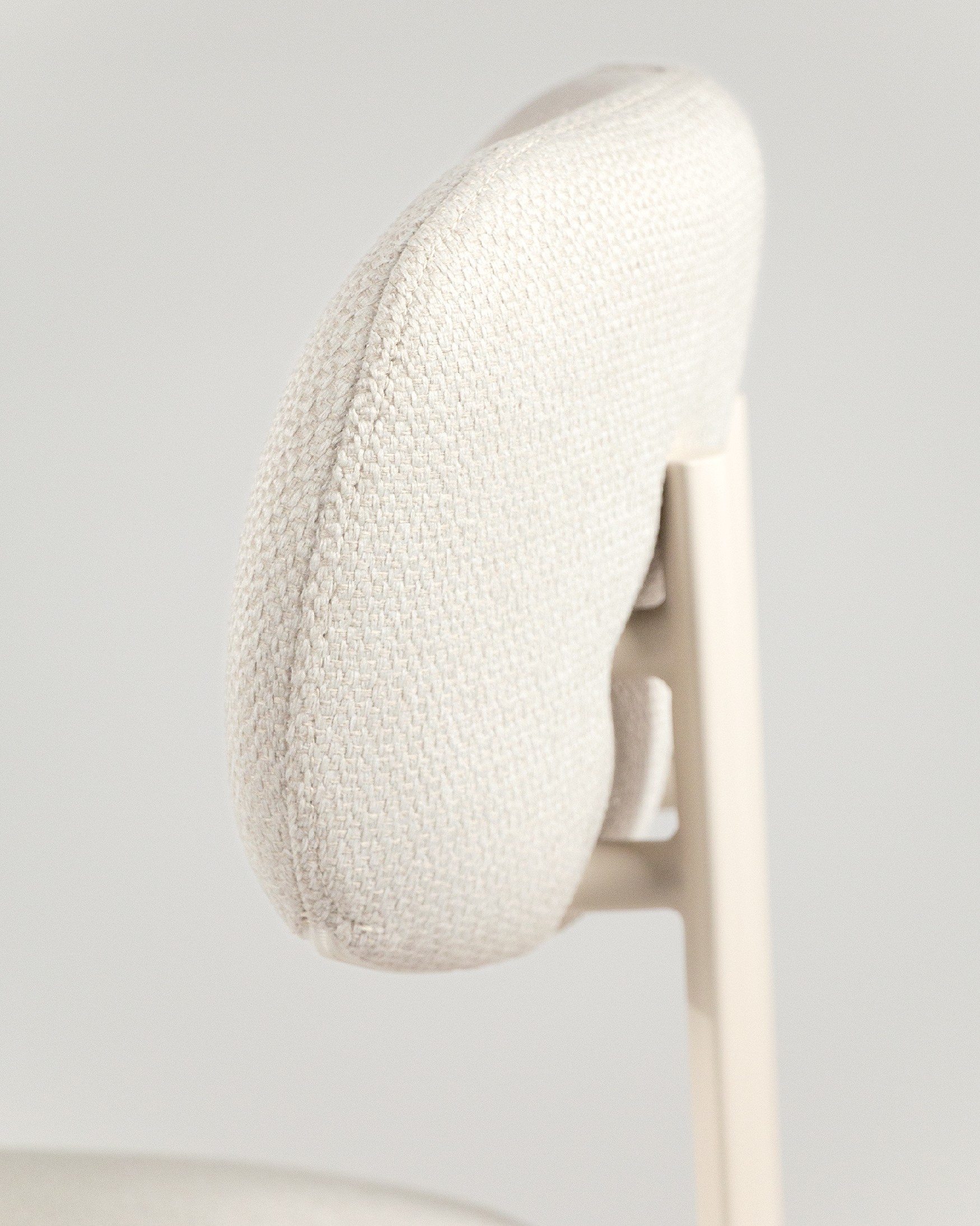 Pretoria chair with pearl upholstery and ivory metal legs
