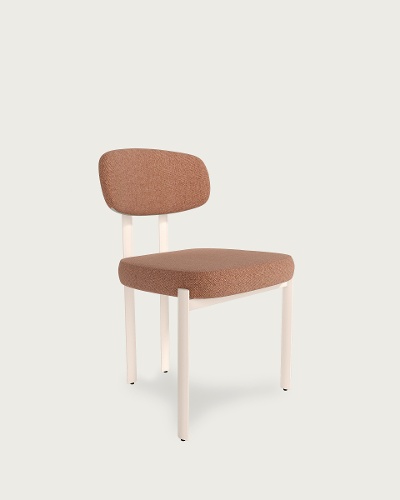 Salmon upholstery – Ivory metal legs