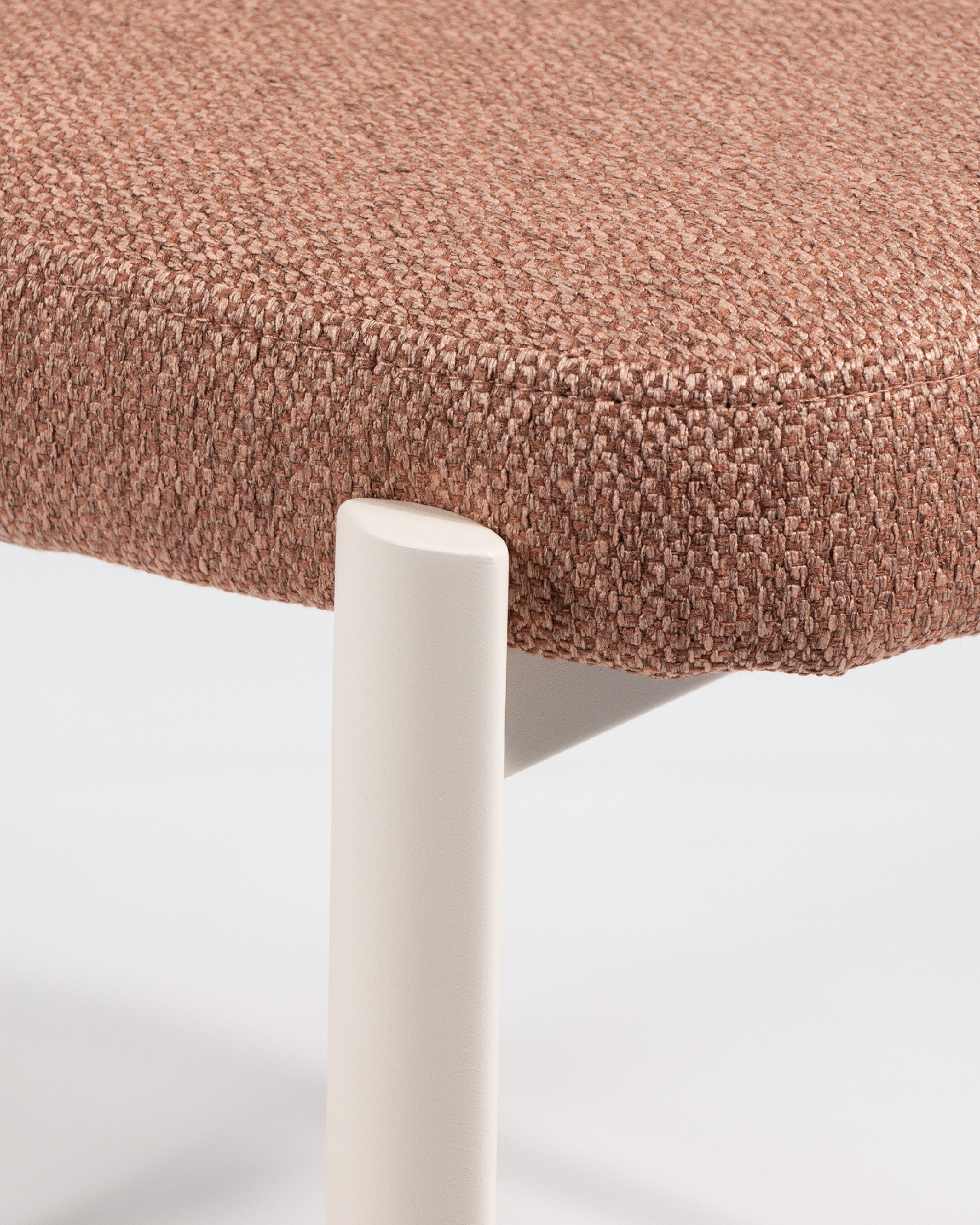Pretoria chair with salmon upholstery and ivory metal legs