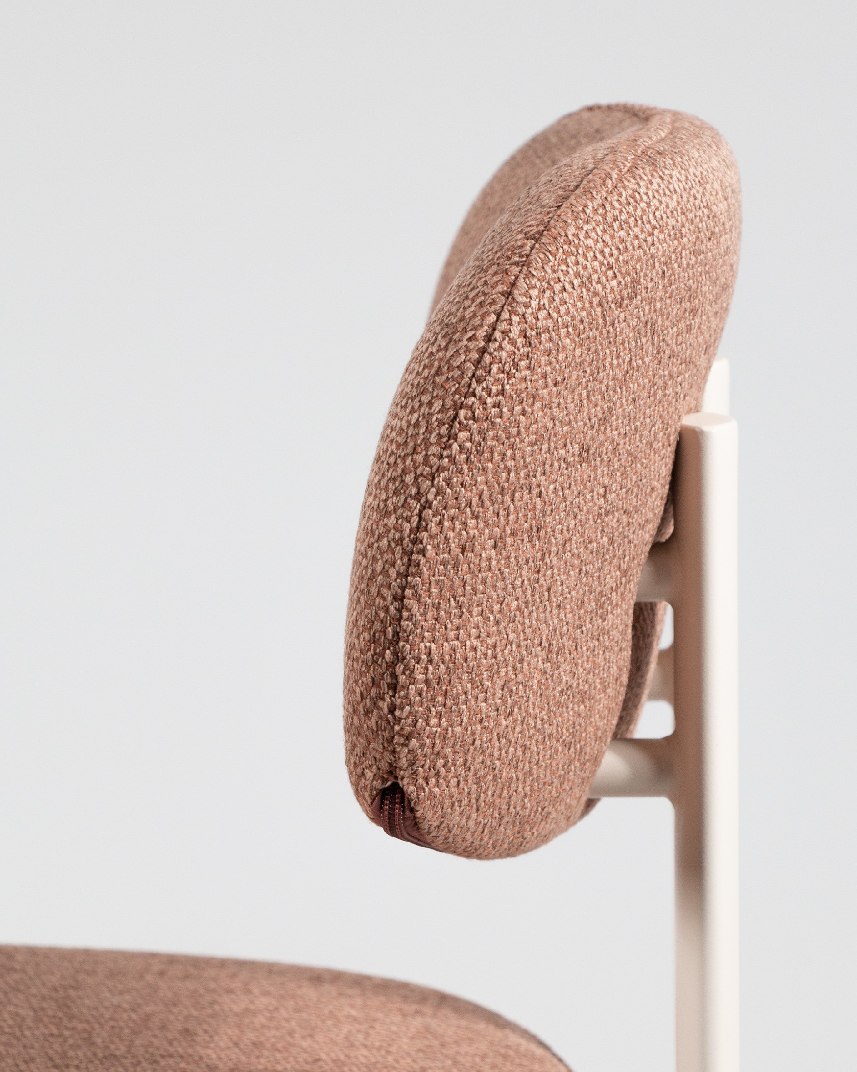 Pretoria chair with salmon upholstery and ivory metal legs