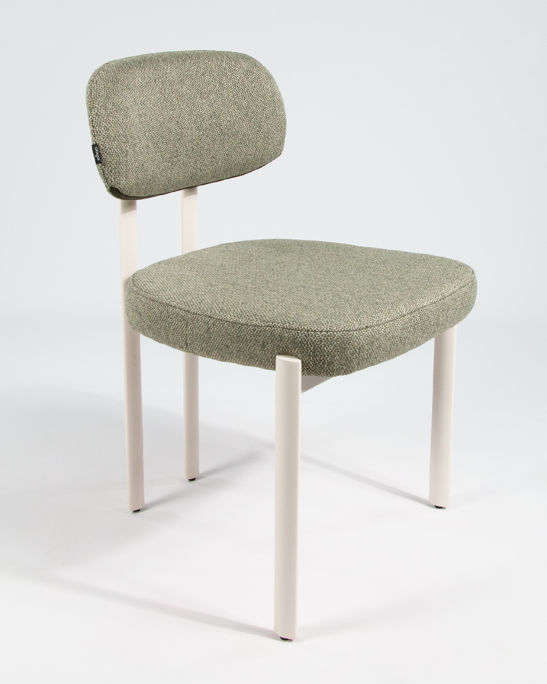 Pretoria chair with green upholstery and ivory metal legs