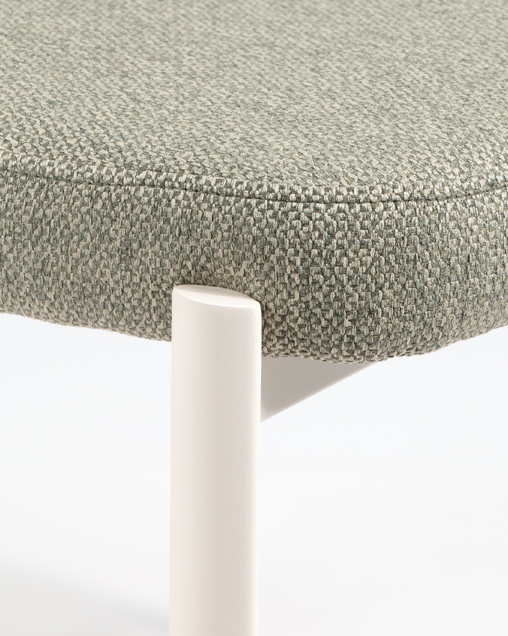 Pretoria chair with green upholstery and ivory metal legs
