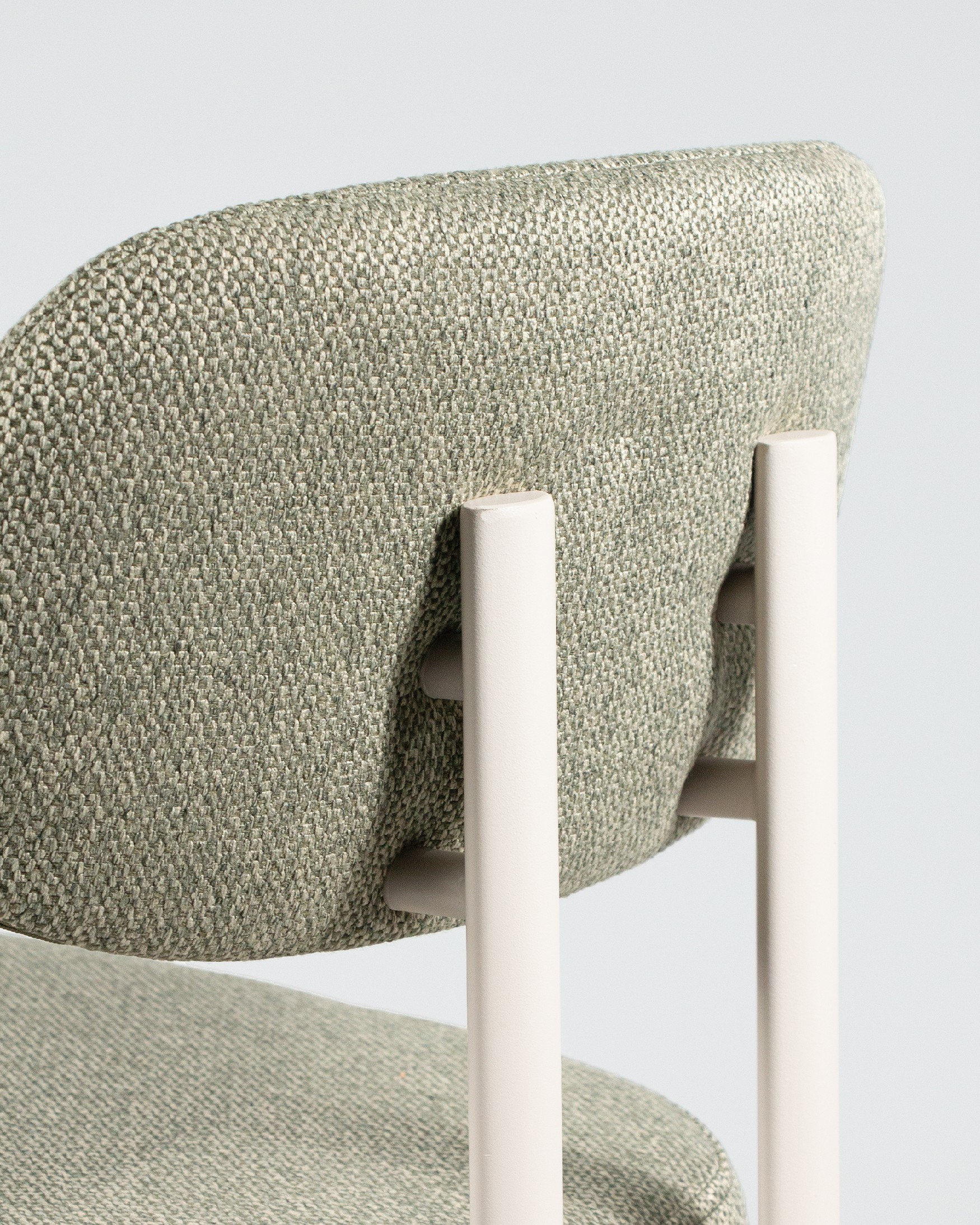 Pretoria chair with green upholstery and ivory metal legs