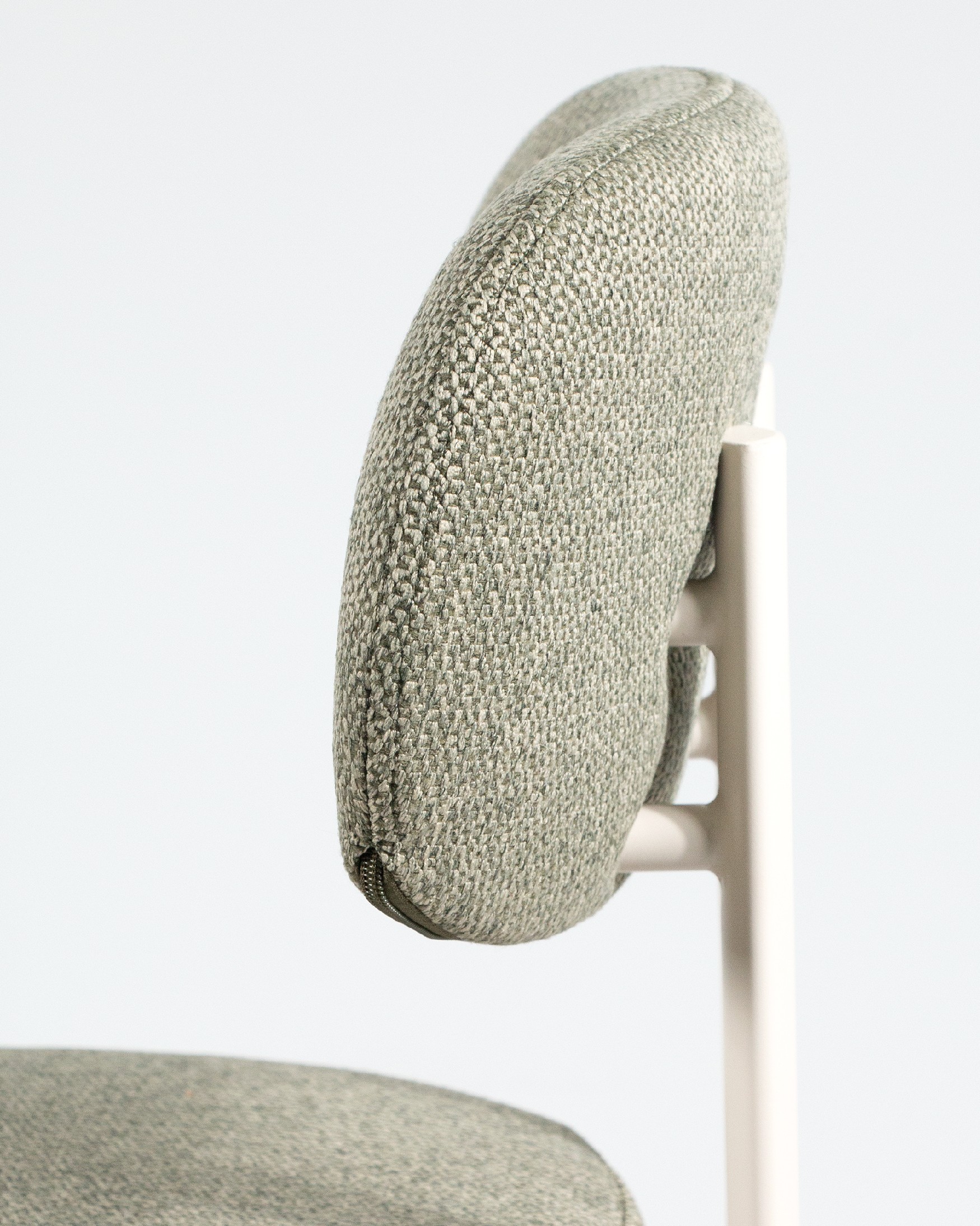 Pretoria chair with green upholstery and ivory metal legs