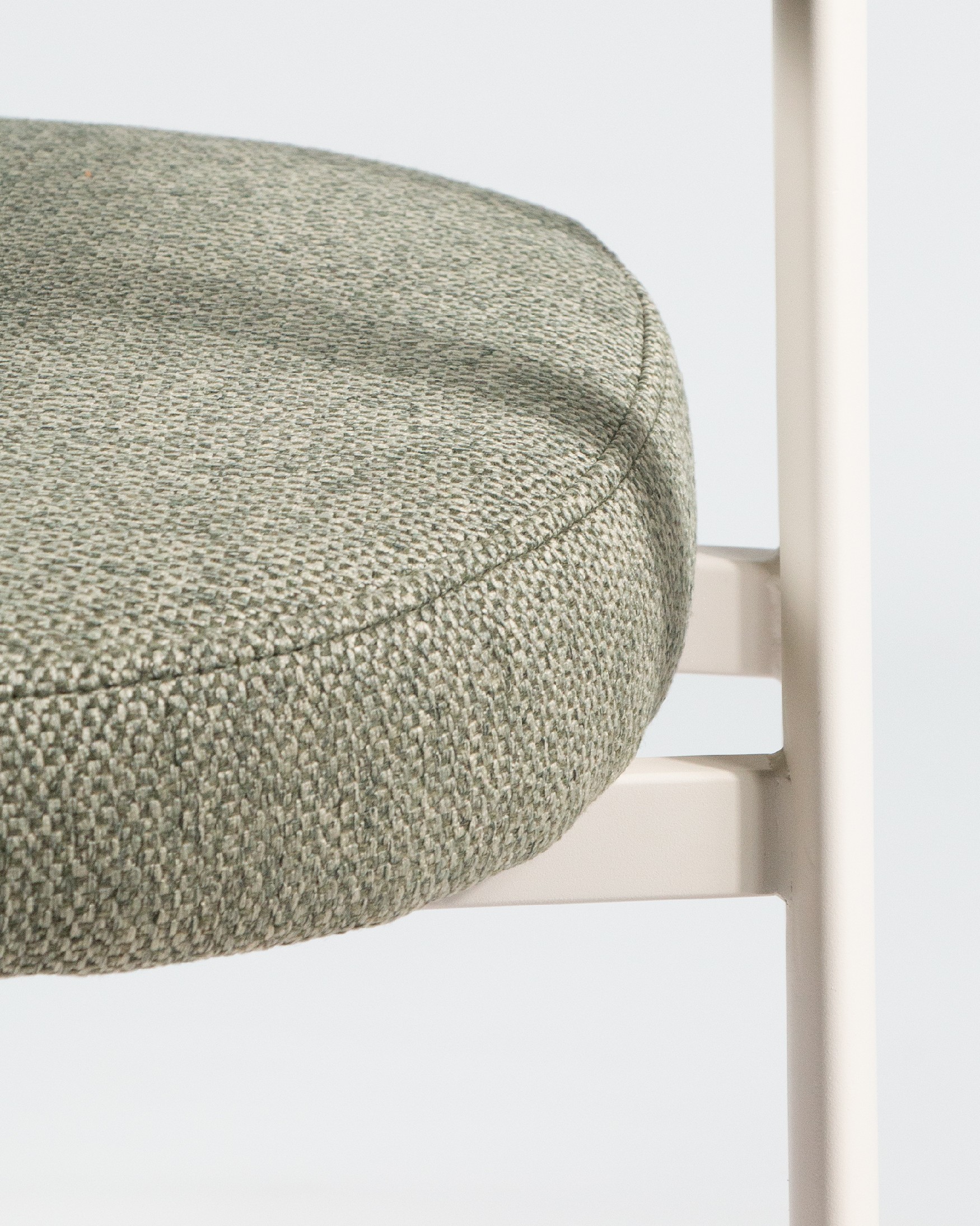 Pretoria chair with green upholstery and ivory metal legs