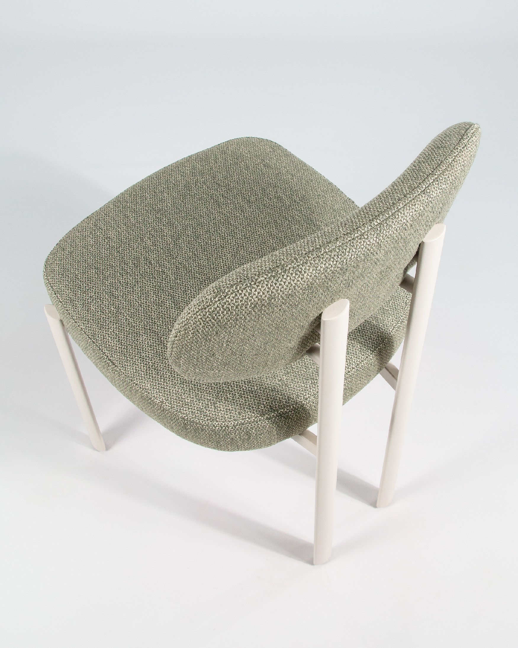 Pretoria chair with green upholstery and ivory metal legs