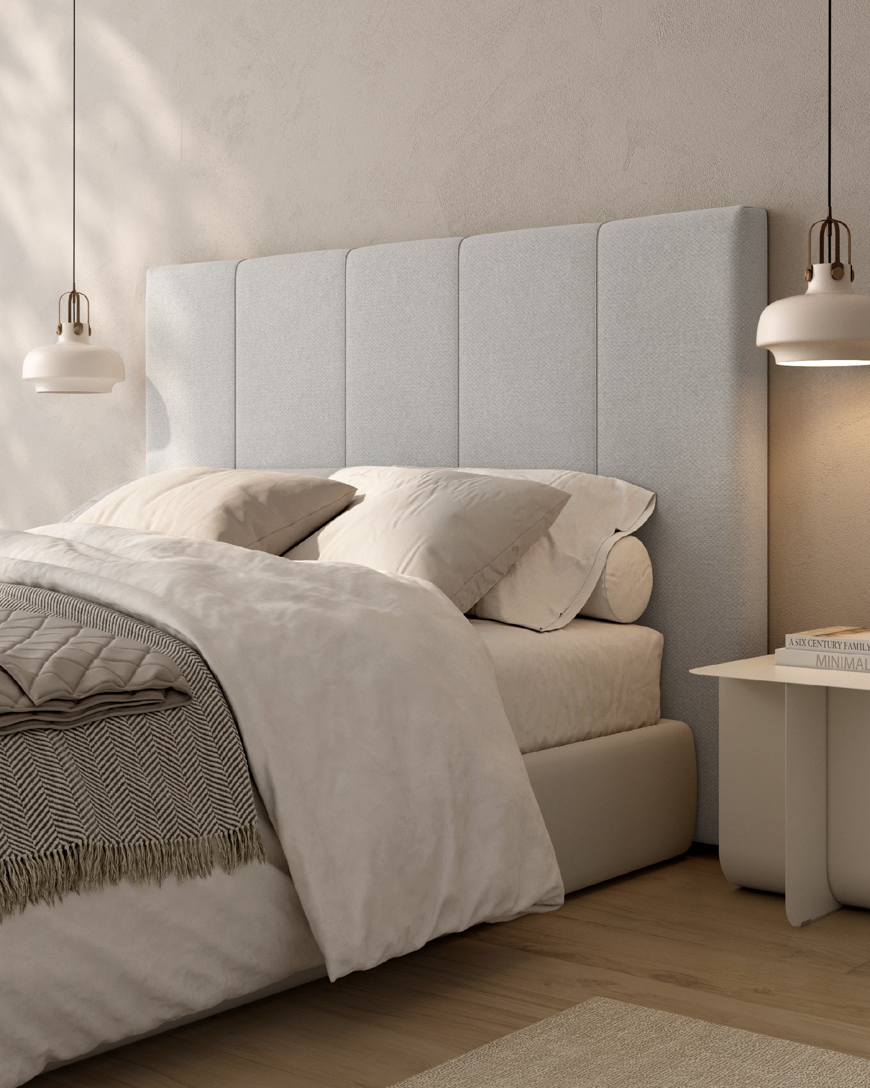 Headboard upholstered silver Ray 108 x 120 cm