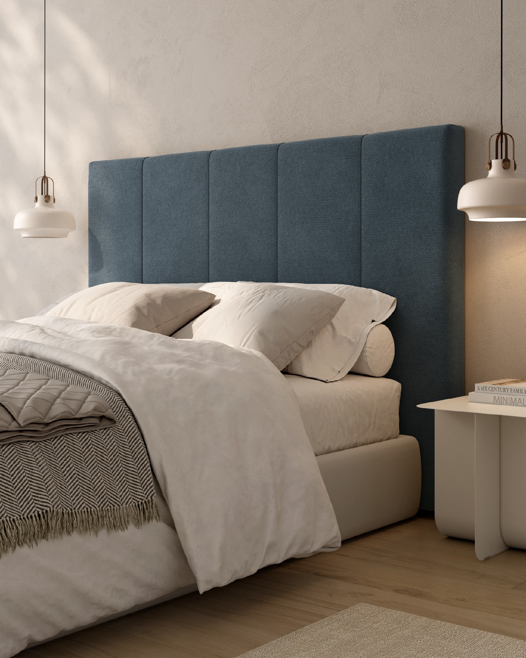 Headboard upholstered navy Ray 145 x 120 cm