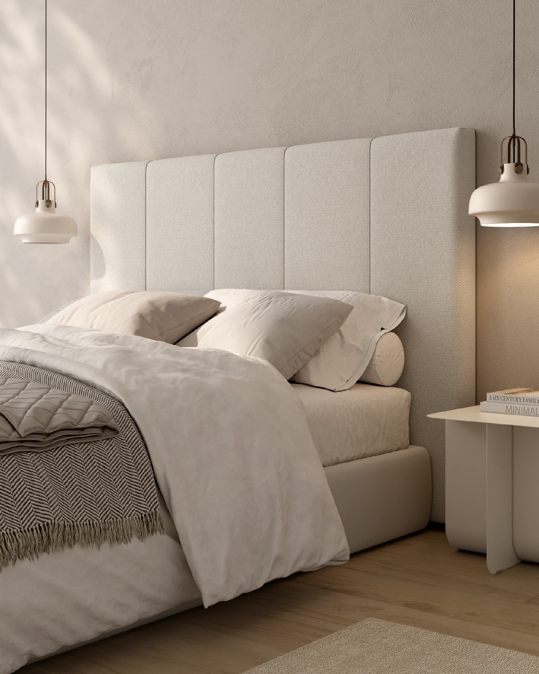 Tête de lit rembourrée crème Ray de 165 x 120 cm