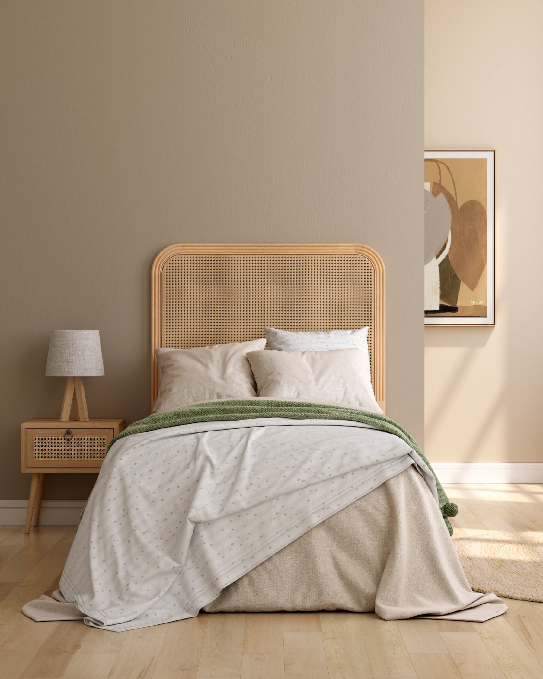 Headboard Rias of ash with rattan (90 cm bed)