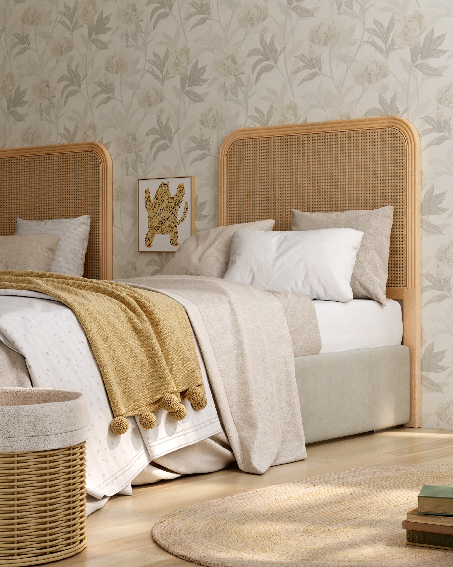 Headboard Rias of ash with rattan (90 cm bed)