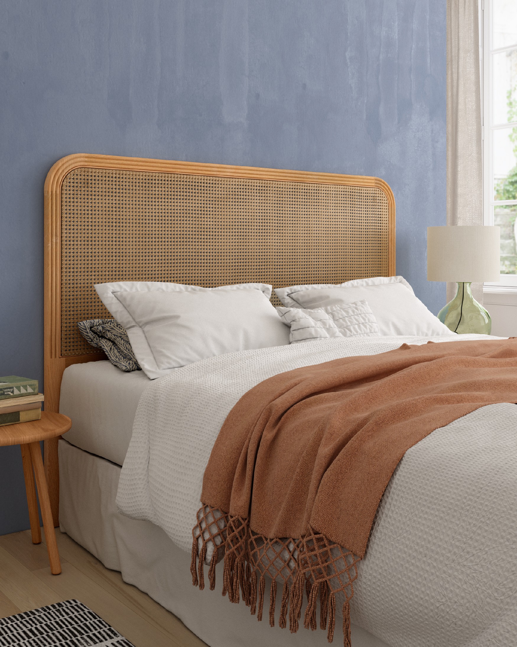 Ash Rias headboard with rattan (140/150 cm bed)