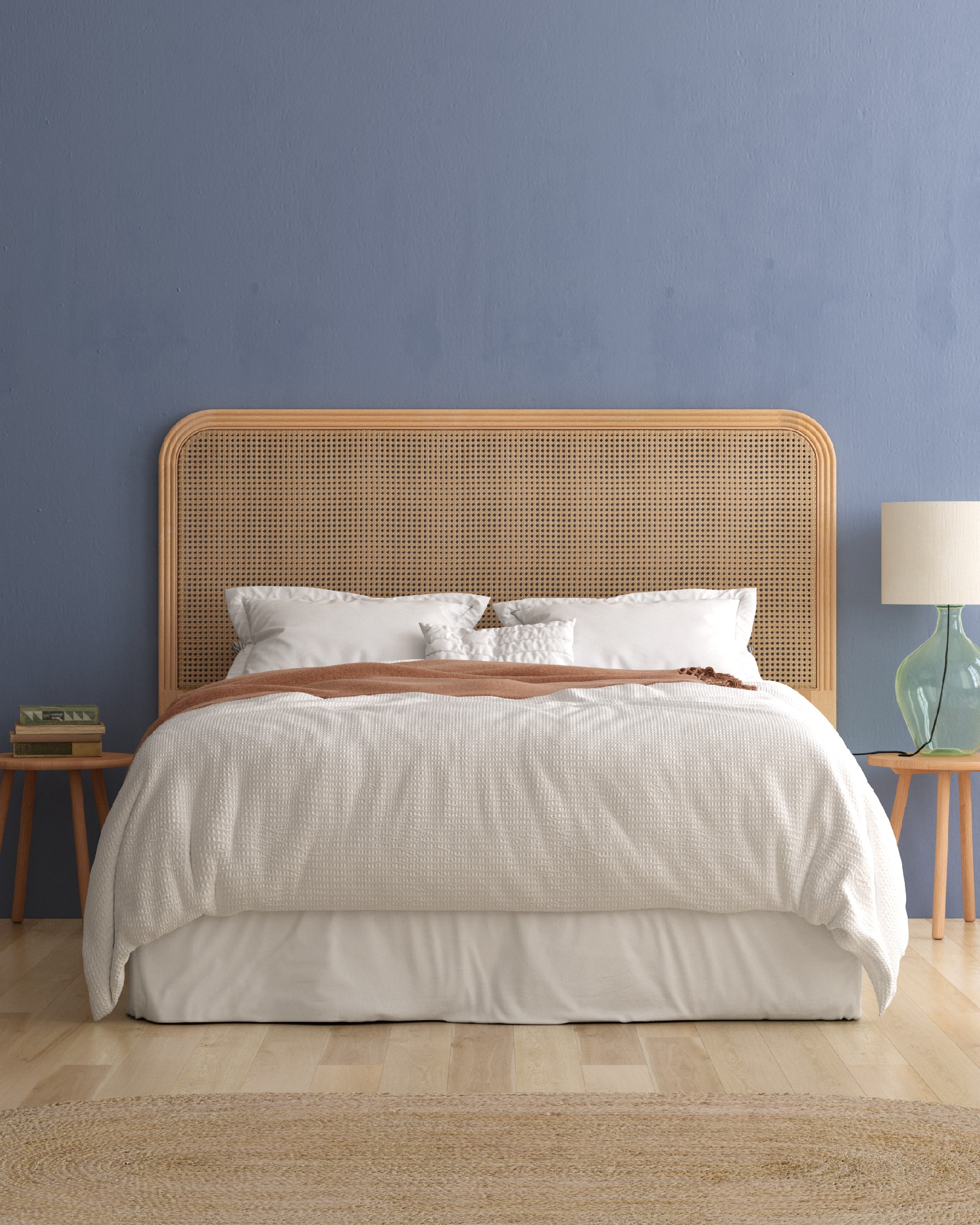 Ash Rias headboard with rattan (140/150 cm bed)