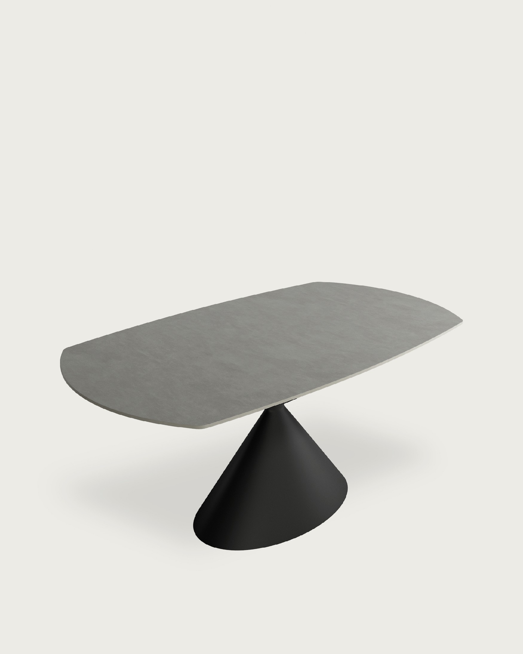 Table Rin ovale extensible avec finition porcelaine porland et pied métallique noir 160/240 x 90 cm