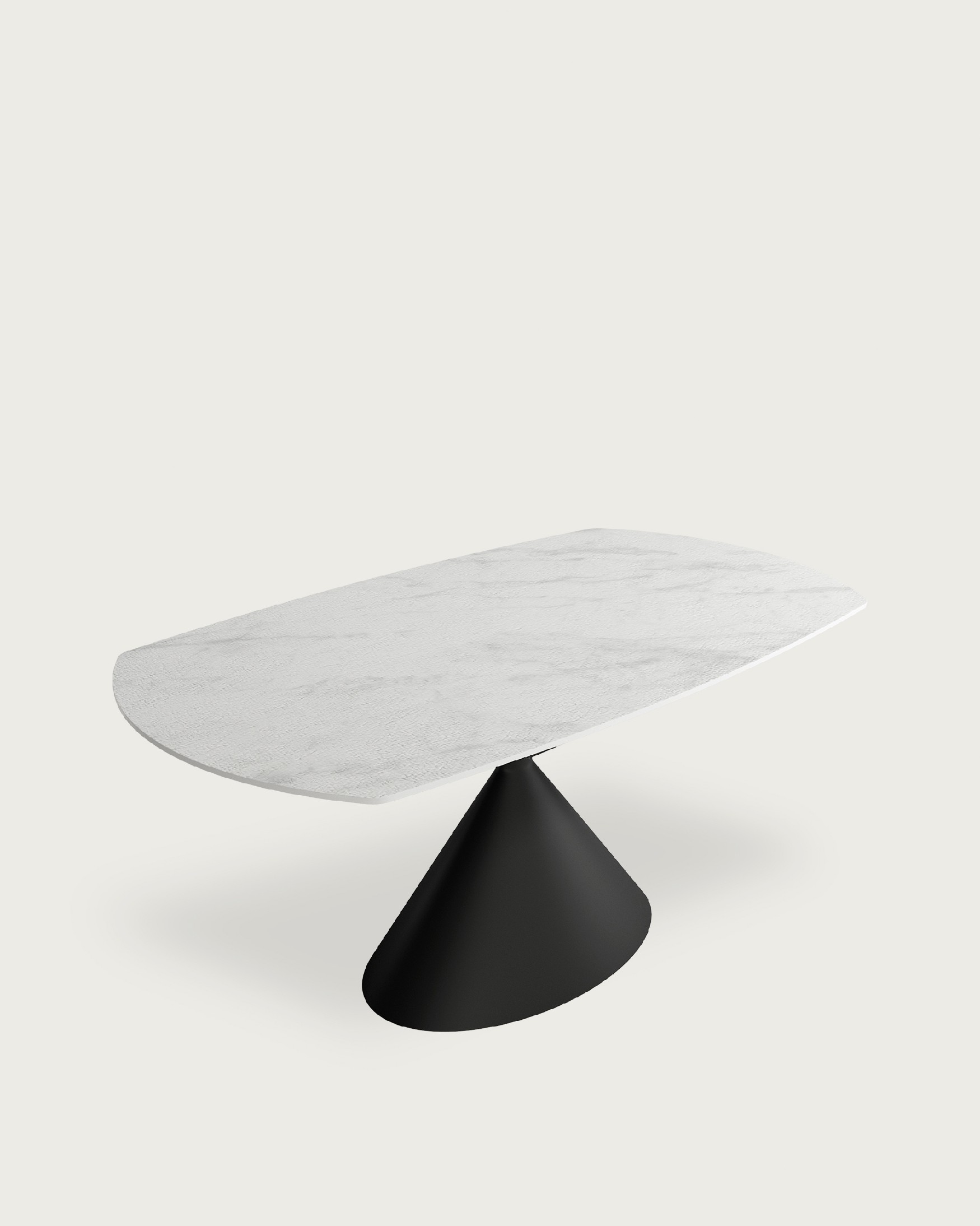 Rin oval extendable table with Carrara porcelain finish and black metal leg 160/240 x 90 cm