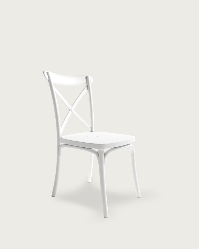Ensemble de 4 chaises Roma en polypropylène blanc