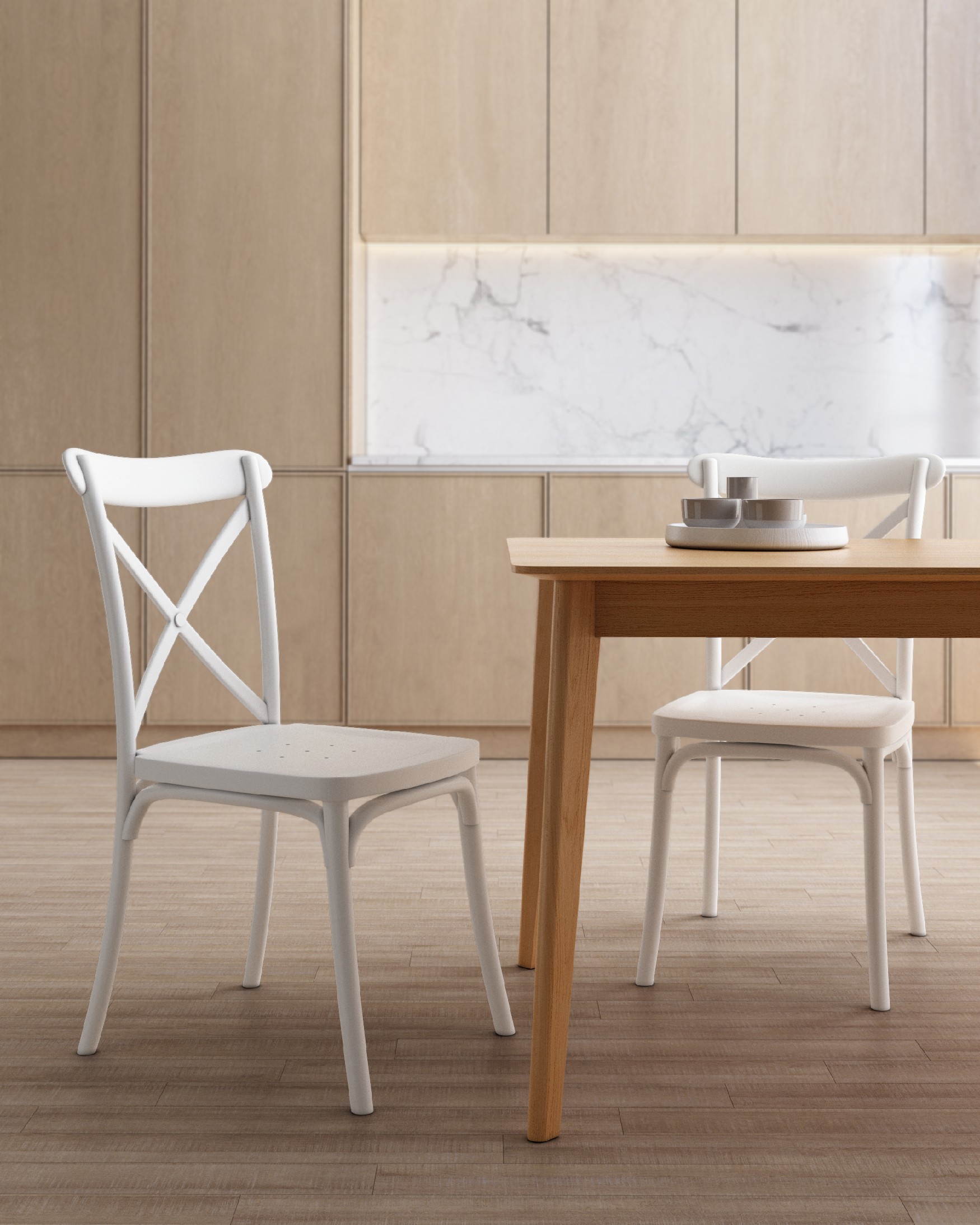 Ensemble de 4 chaises Roma en polypropylène blanc