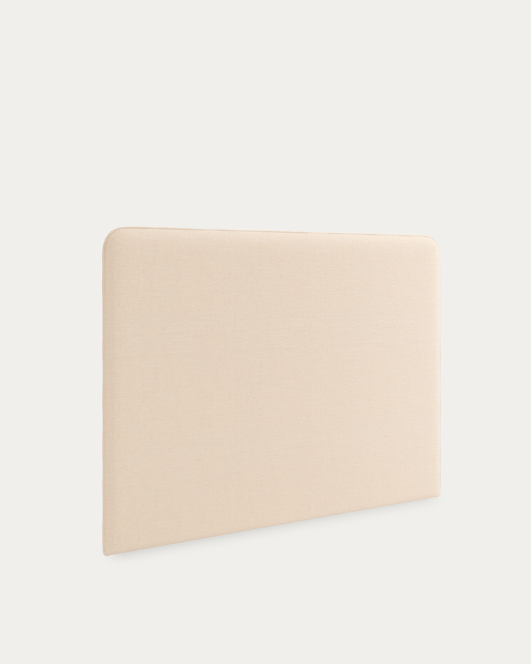 Cabecero cantos curvos con bordon Romeo 108 x 120 cm, tapizado crema 100% lino