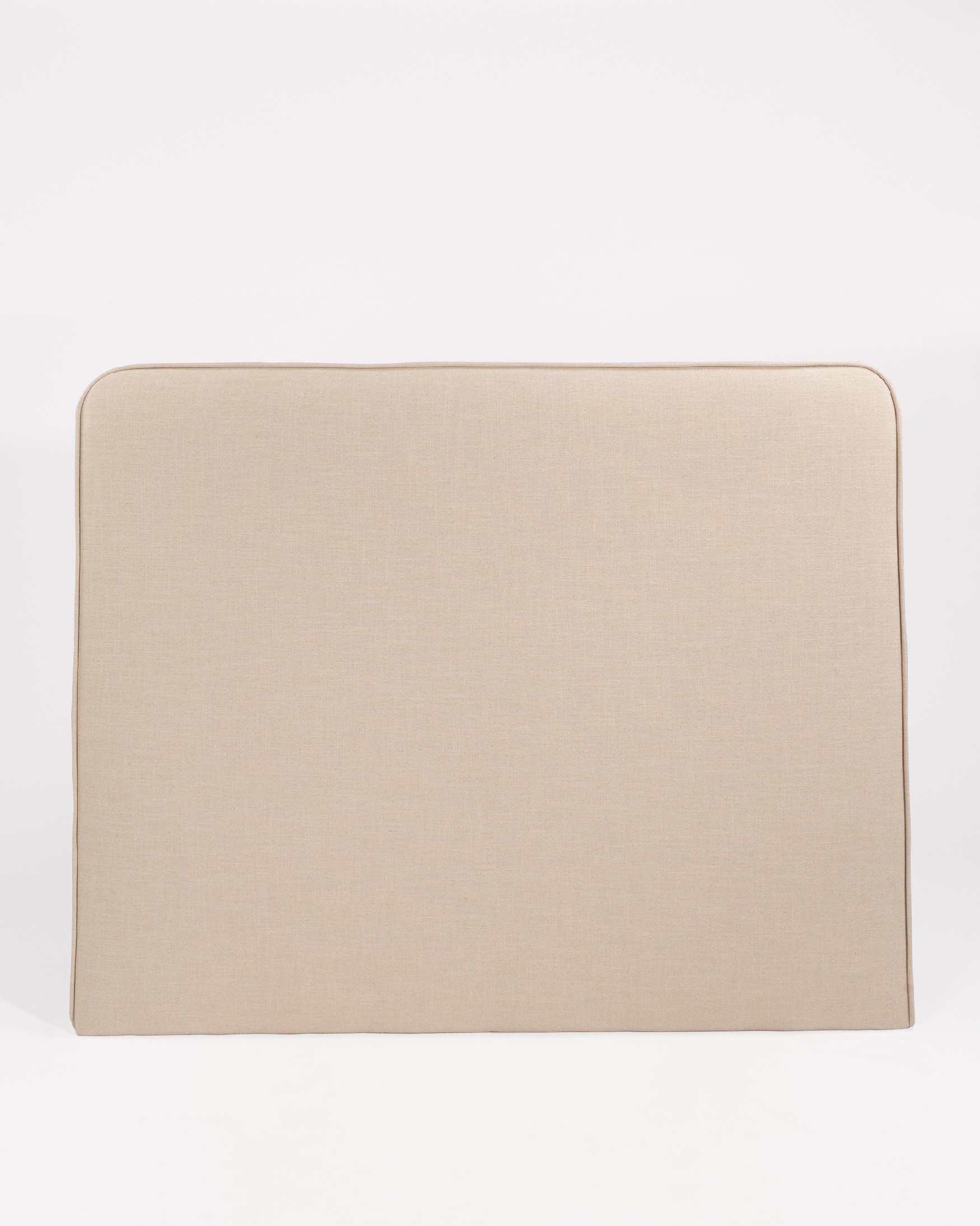 Cabecero cantos curvos con bordon Romeo 108 x 120 cm, tapizado crema 100% lino