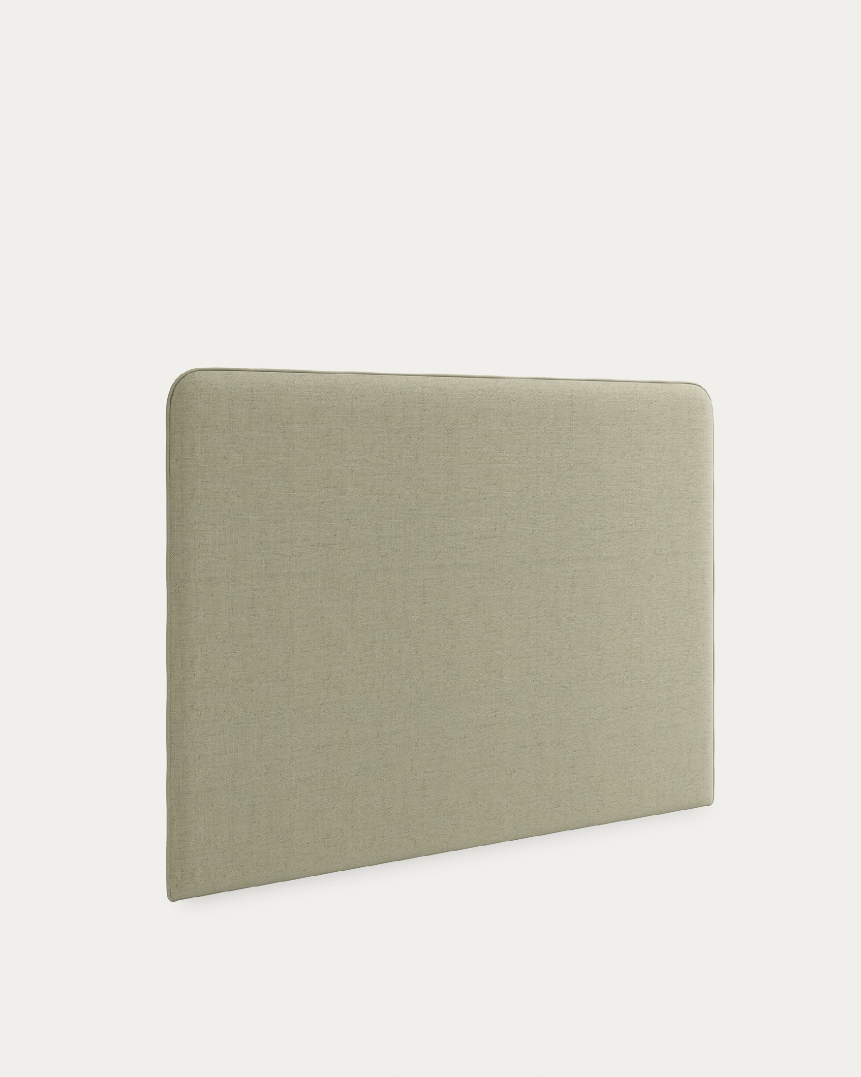 Tête de lit à bords arrondis avec bordon Romeo 108 x 120 cm, tapissée eucalyptus 100% lin