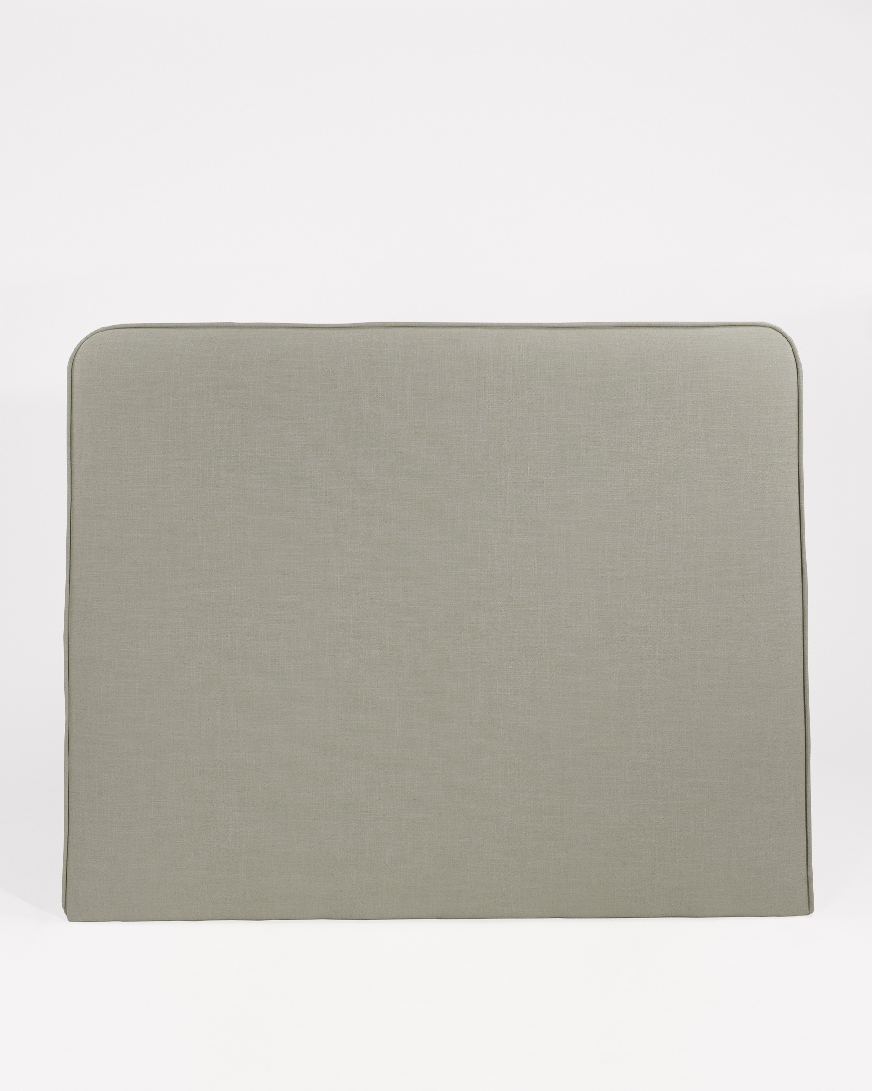 Tête de lit à bords arrondis avec bordon Romeo 108 x 120 cm, tapissée eucalyptus 100% lin