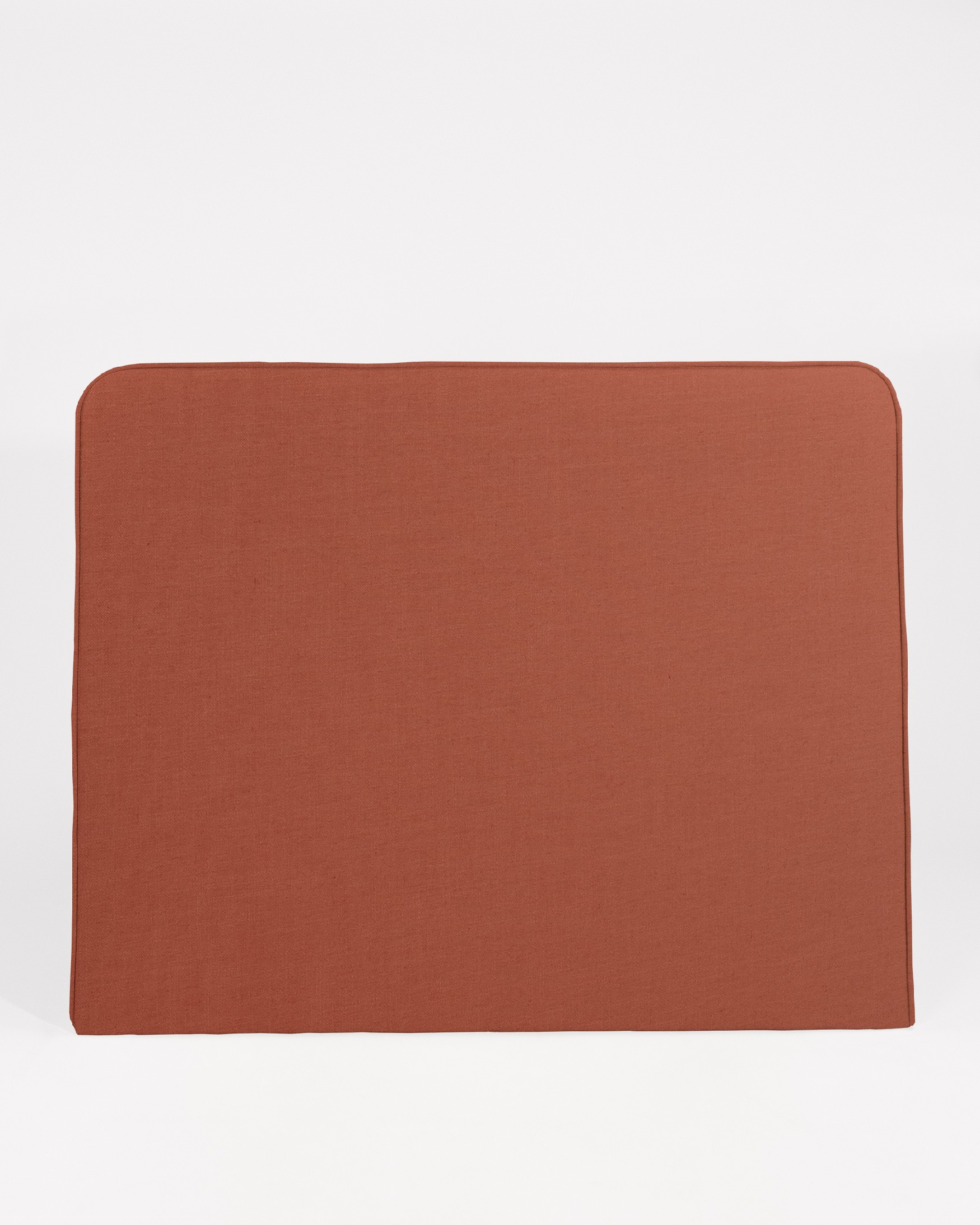 Cabecero cantos curvos con bordon Romeo 108 x 120 cm, tapizado terracota 100% lino