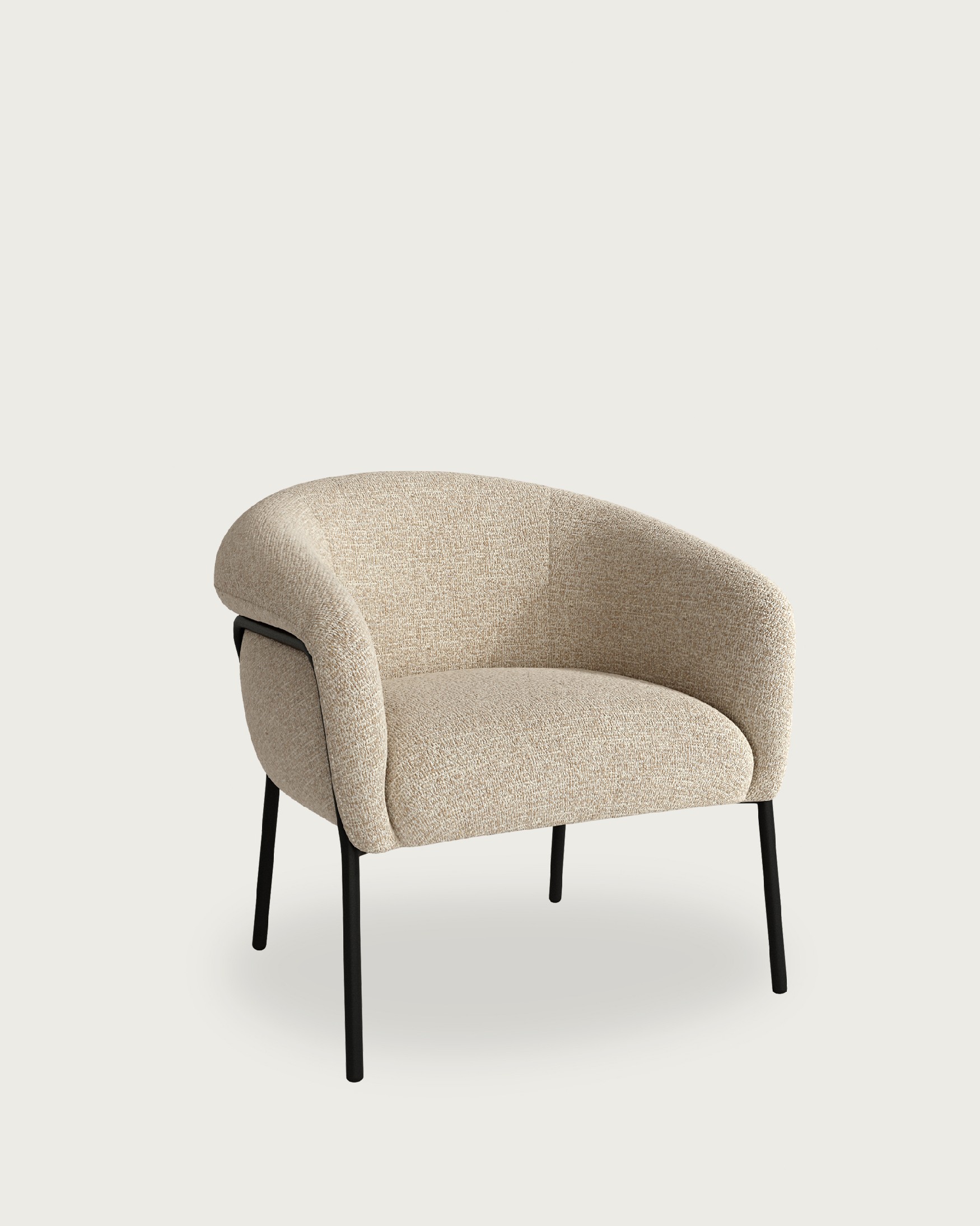 Fauteuil Rose avec revêtement nacré et pied en métal noir